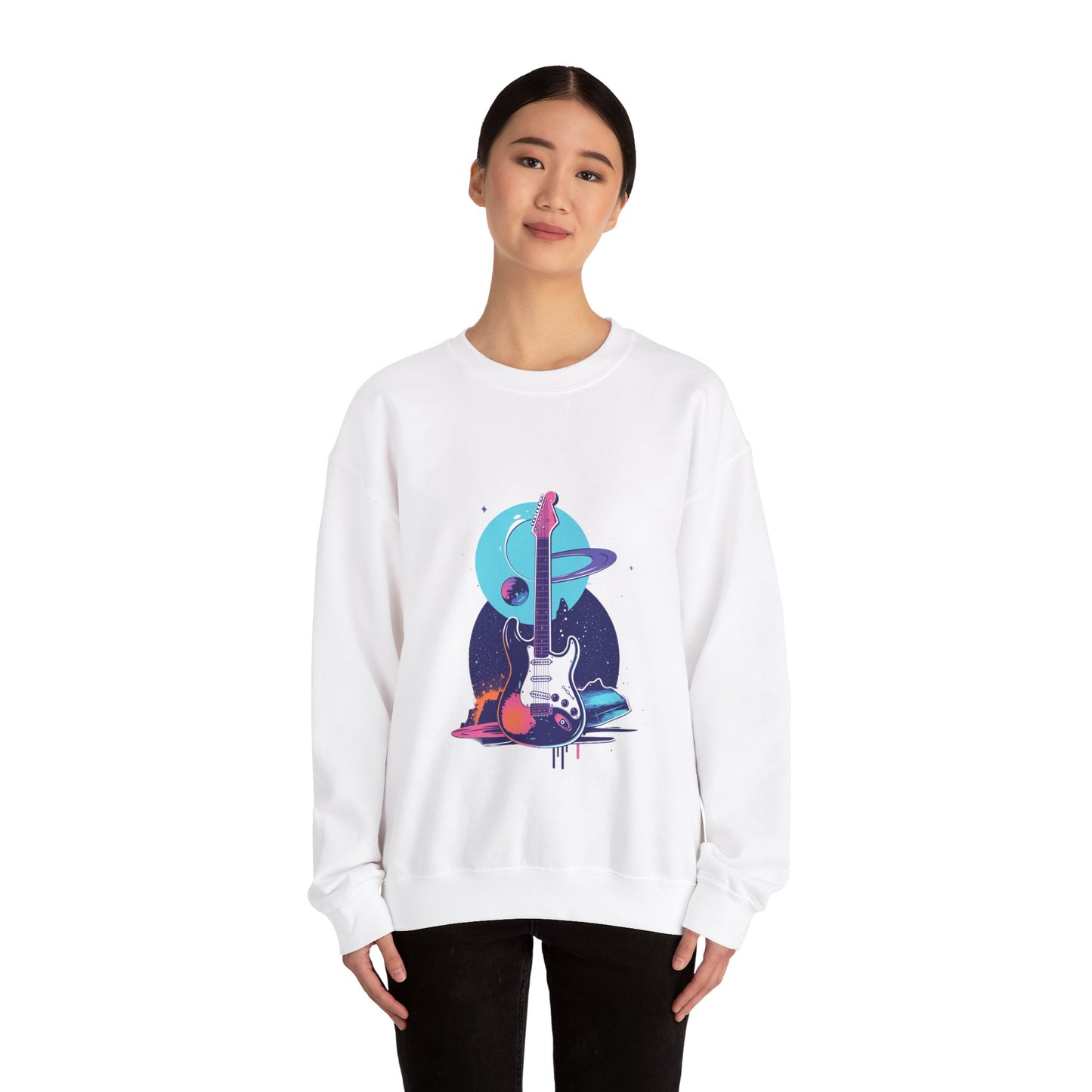 Galactic Guitarist Astronaut Crewneck Sweatshirt | Unisex Heavy Blend™ Crewneck Sweatshirt