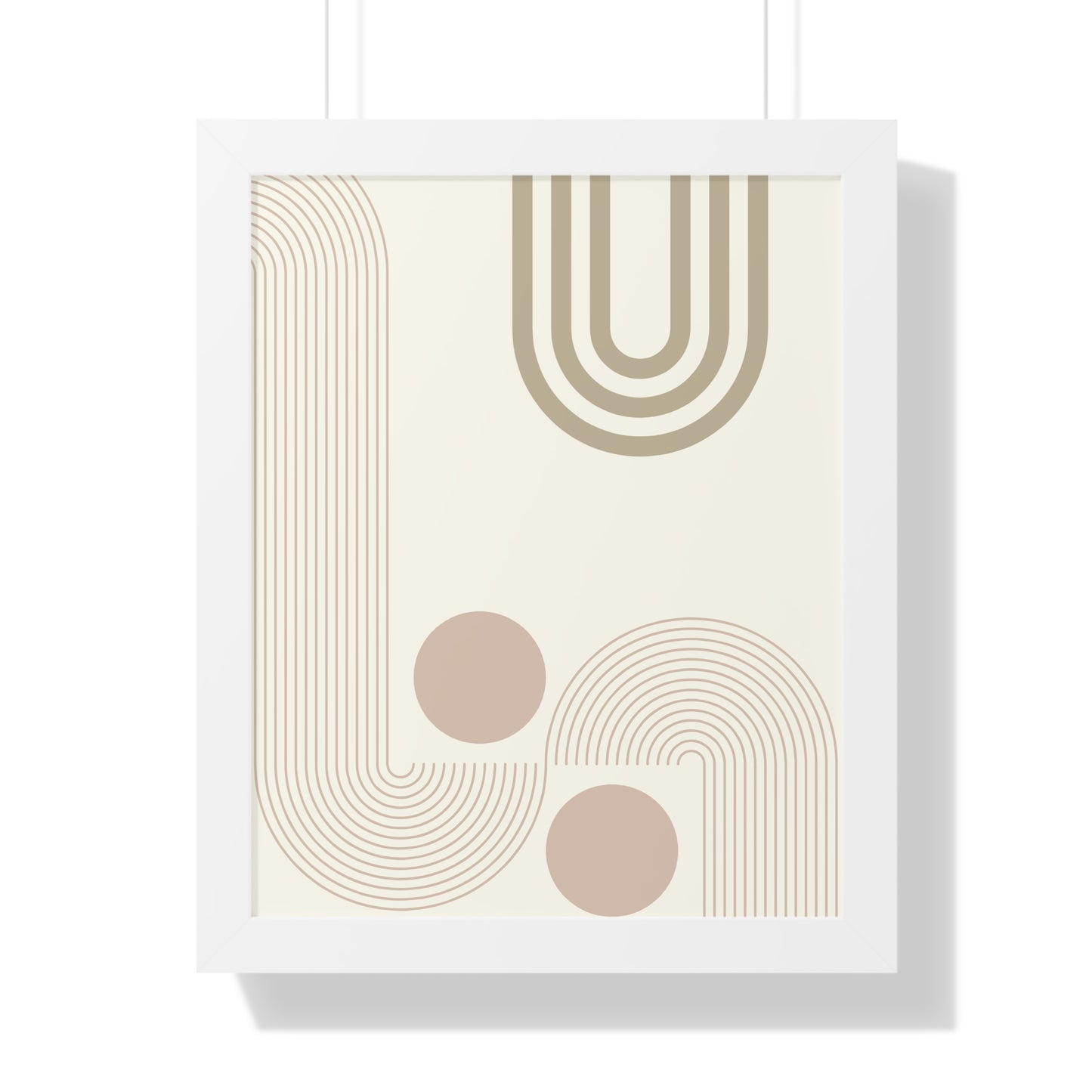 Neutral Abstract Lines and Circles Art Print | Modern Minimalist Wall Art | XCalibre Designs | Framed Vertical Poster