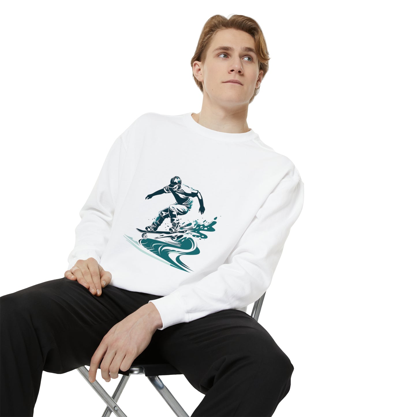 Oceanic Surfer Wave Crewneck Sweatshirt | Unisex Garment-Dyed Sweatshirt