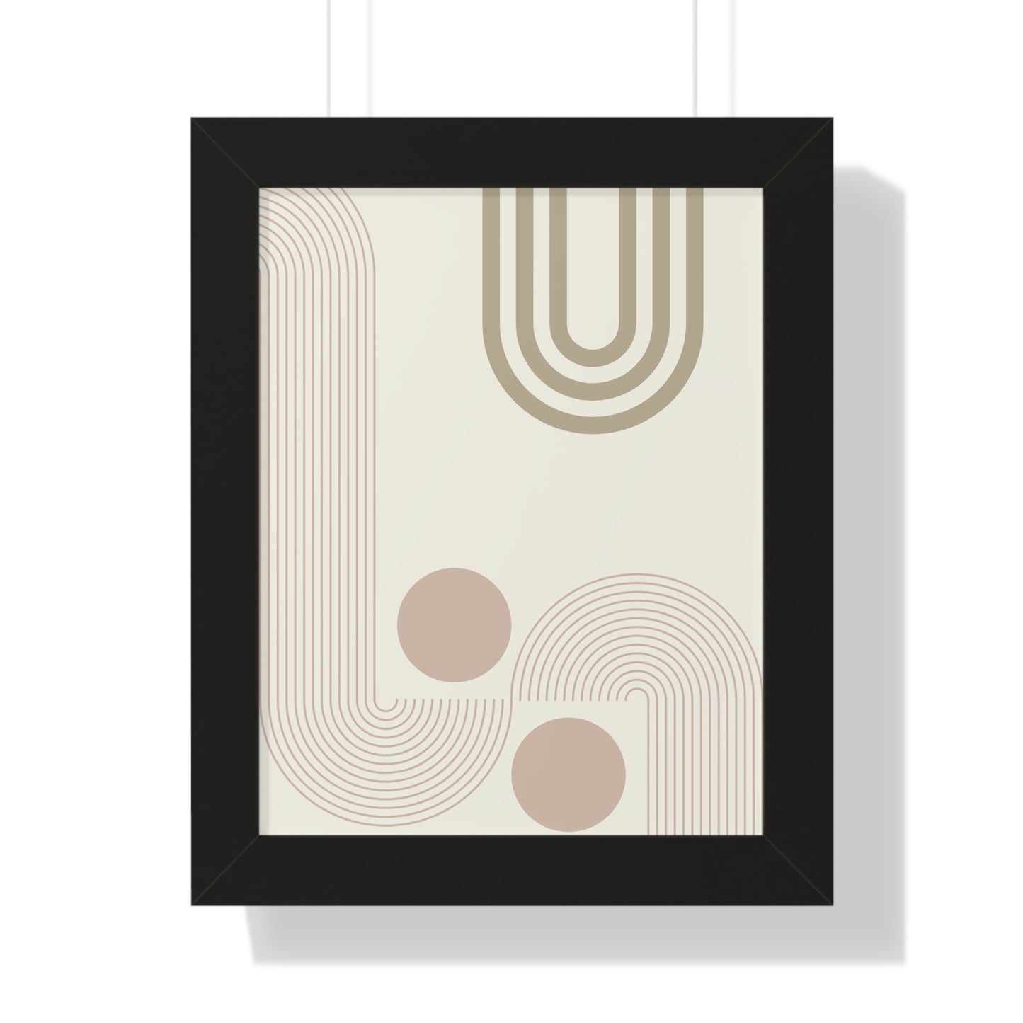 Neutral Abstract Lines and Circles Art Print | Modern Minimalist Wall Art | XCalibre Designs | Framed Vertical Poster