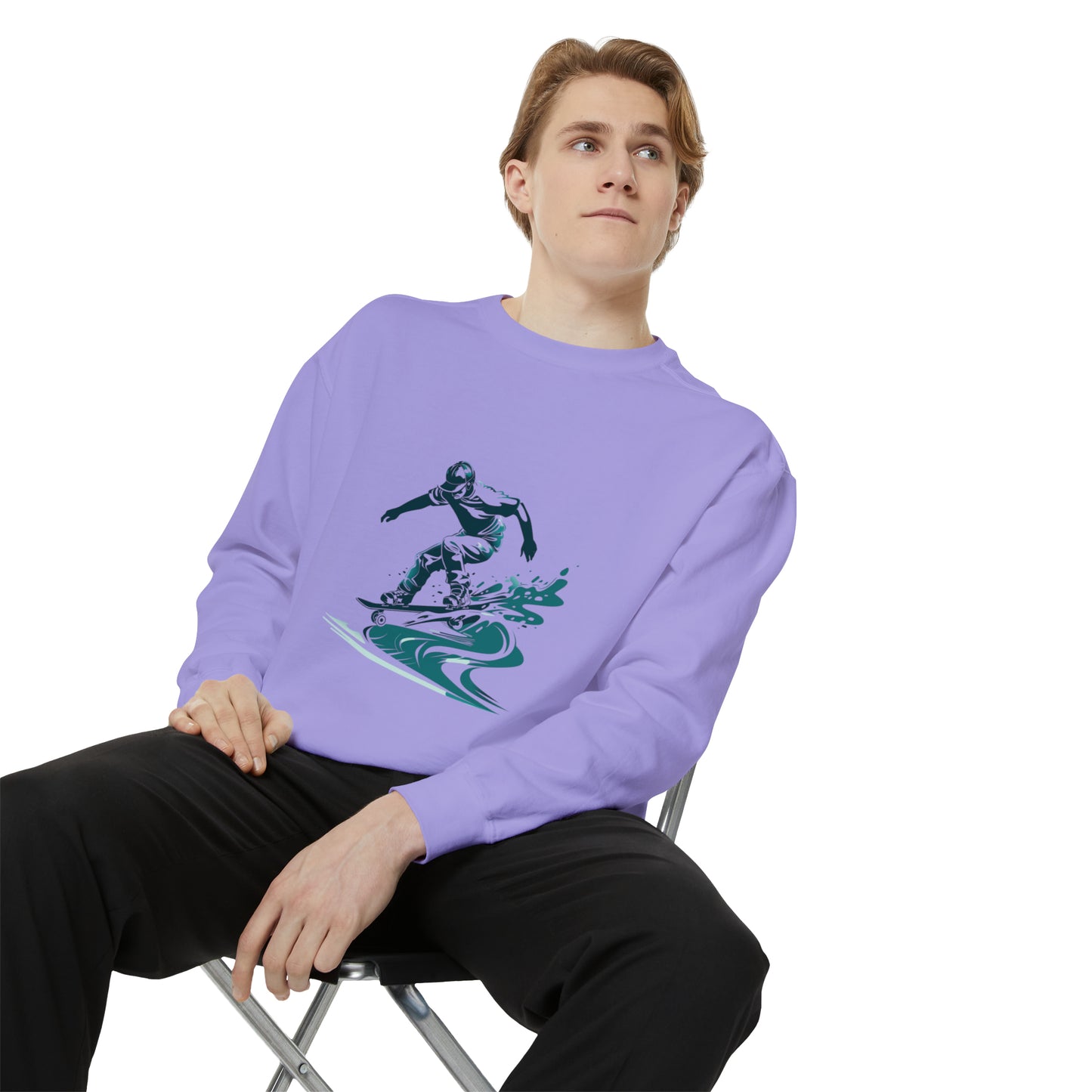 Oceanic Surfer Wave Crewneck Sweatshirt | Unisex Garment-Dyed Sweatshirt