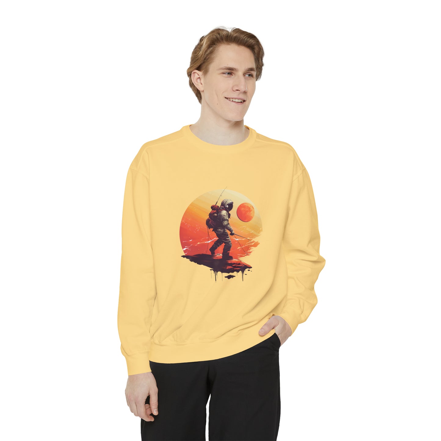 Cosmic Spaceman Crewneck Sweatshirt | Unisex Garment-Dyed Sweatshirt