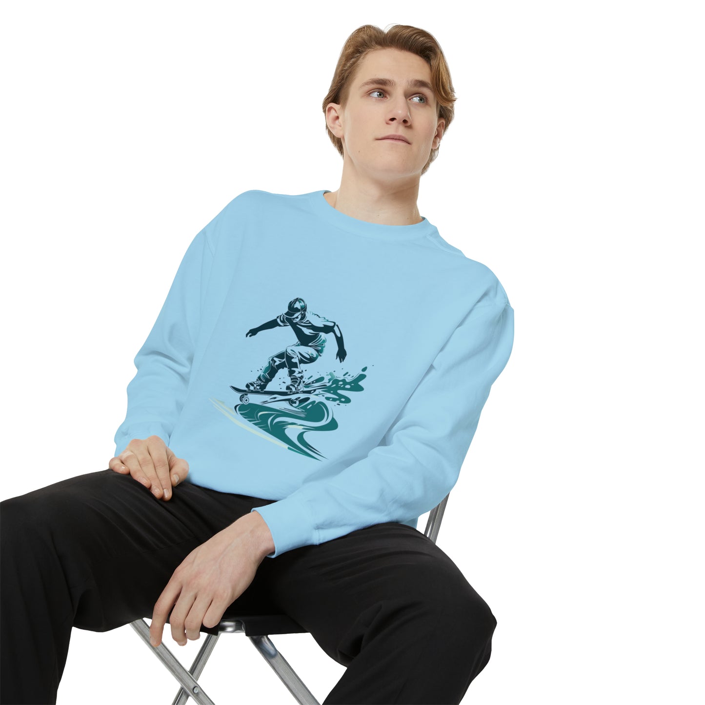 Oceanic Surfer Wave Crewneck Sweatshirt | Unisex Garment-Dyed Sweatshirt