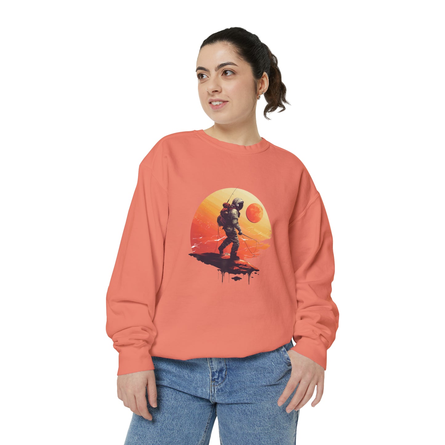 Cosmic Spaceman Crewneck Sweatshirt | Unisex Garment-Dyed Sweatshirt