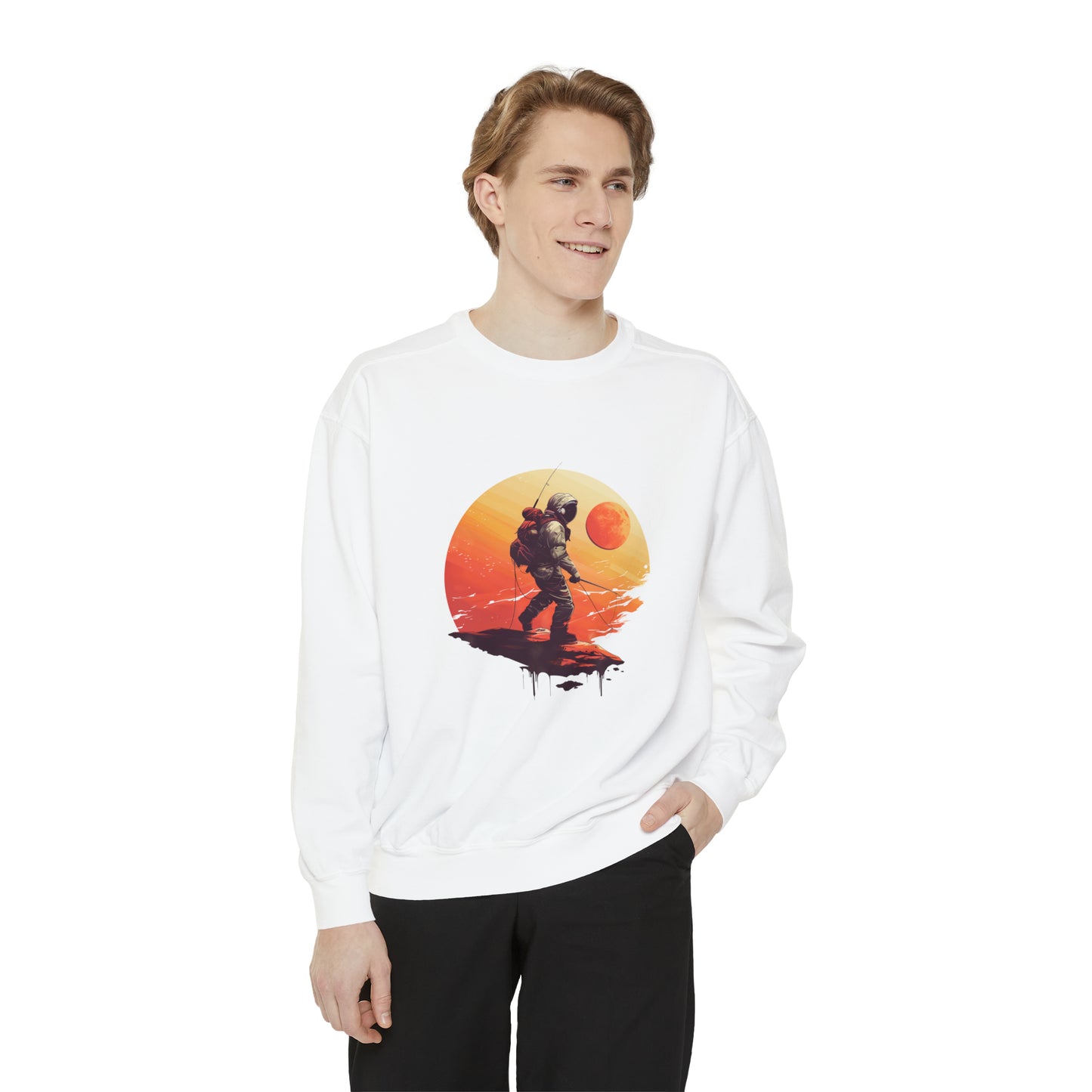 Cosmic Spaceman Crewneck Sweatshirt | Unisex Garment-Dyed Sweatshirt