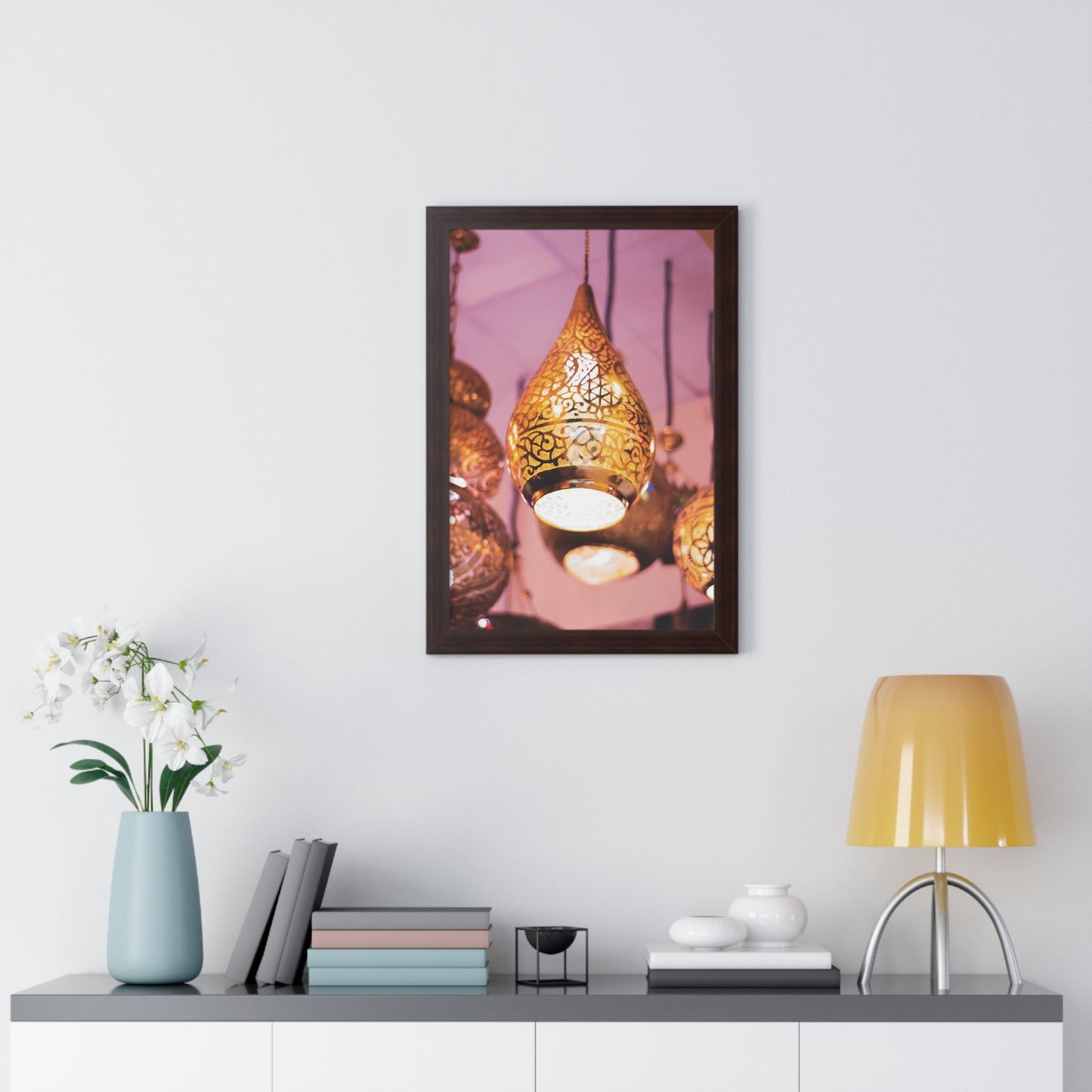Enchanting Arabesque - Framed Oriental Lamp Art | Framed Vertical Poster