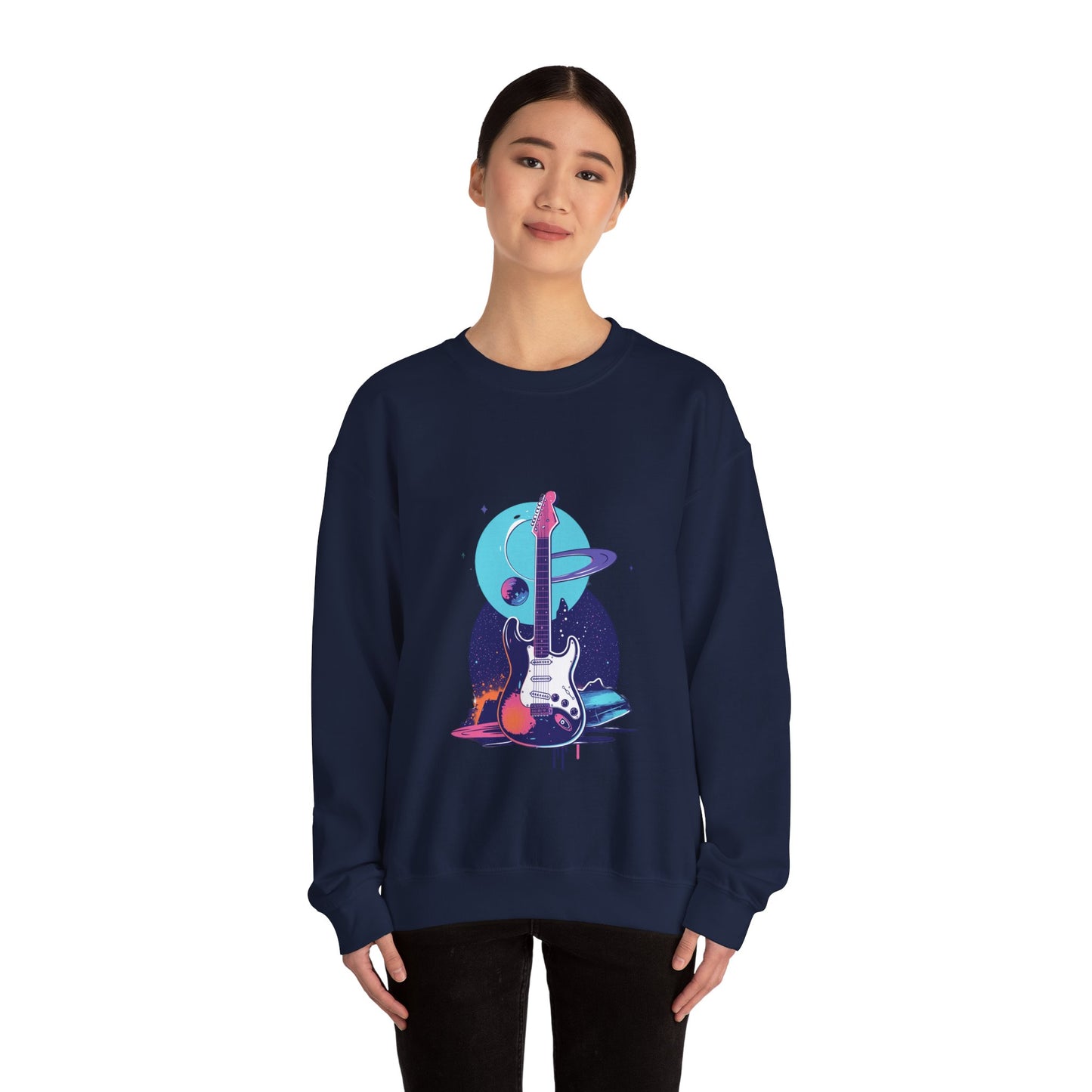 Galactic Guitarist Astronaut Crewneck Sweatshirt | Unisex Heavy Blend™ Crewneck Sweatshirt
