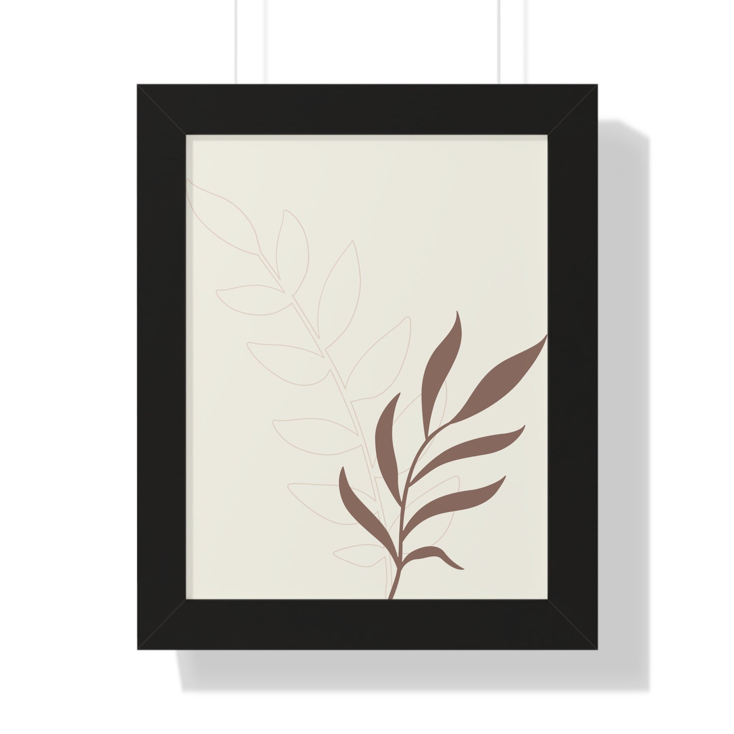 Contrasting Leaves Botanical Art Print | Elegant Dual-Tone Wall Art | XCalibre Designs | Framed Vertical Poster