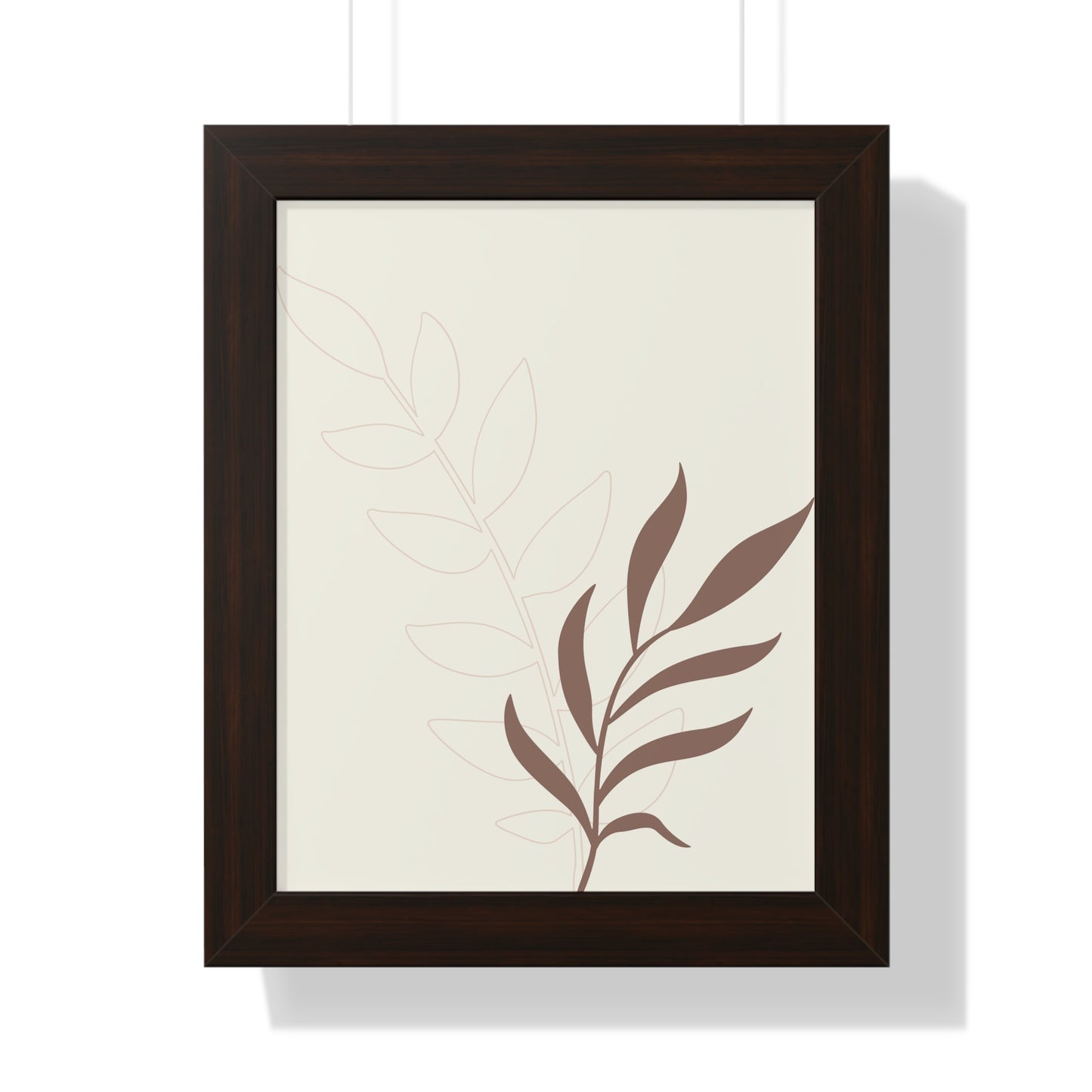 Contrasting Leaves Botanical Art Print | Elegant Dual-Tone Wall Art | XCalibre Designs | Framed Vertical Poster