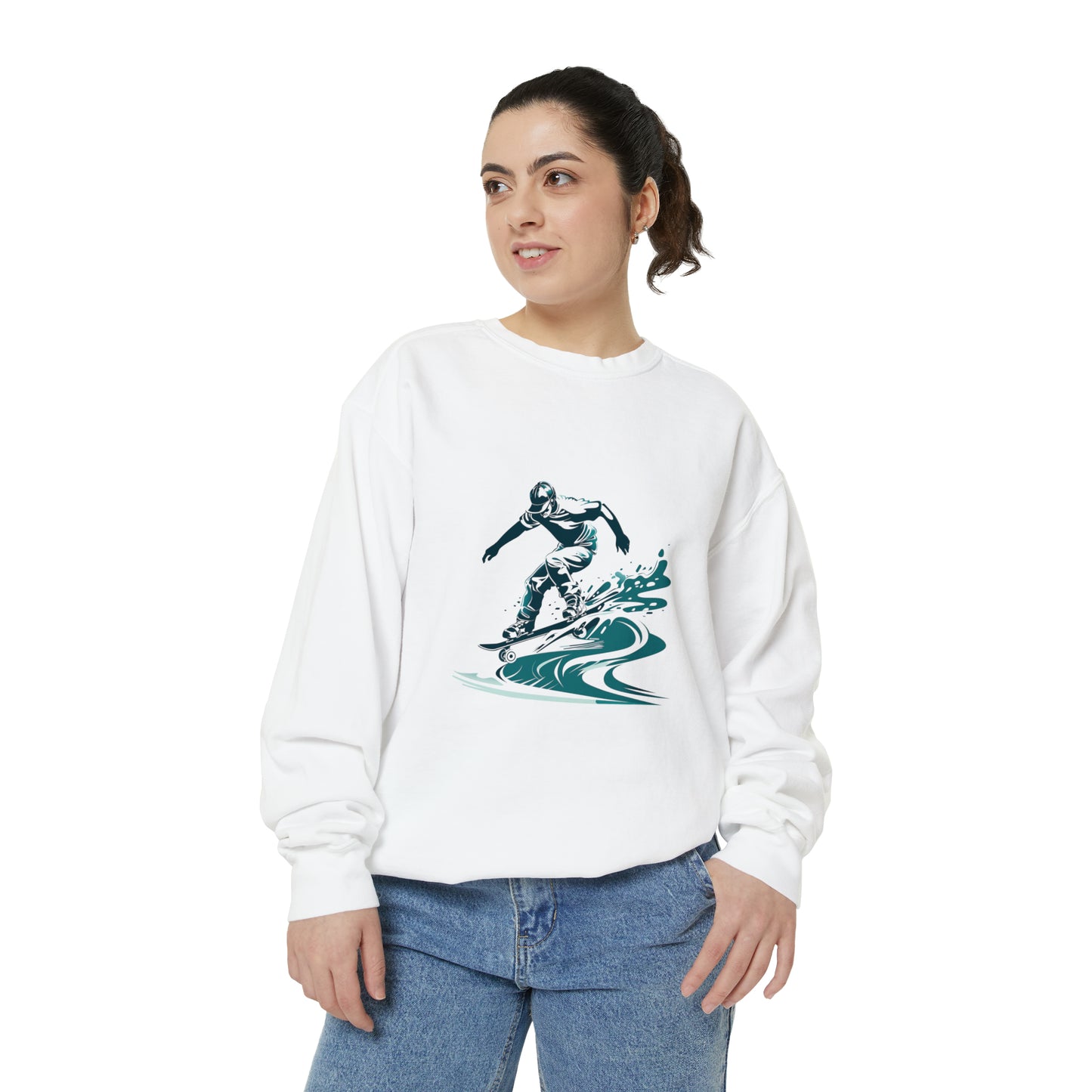 Oceanic Surfer Wave Crewneck Sweatshirt | Unisex Garment-Dyed Sweatshirt