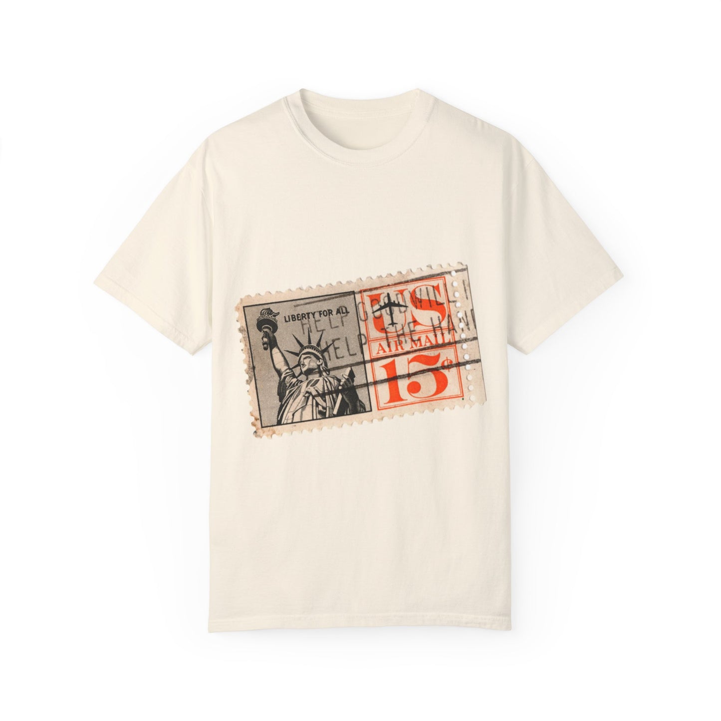 Retro Liberty Stamp Graphic Tee | Cream Collector's Edition T-Shirt | XCalibre Designs