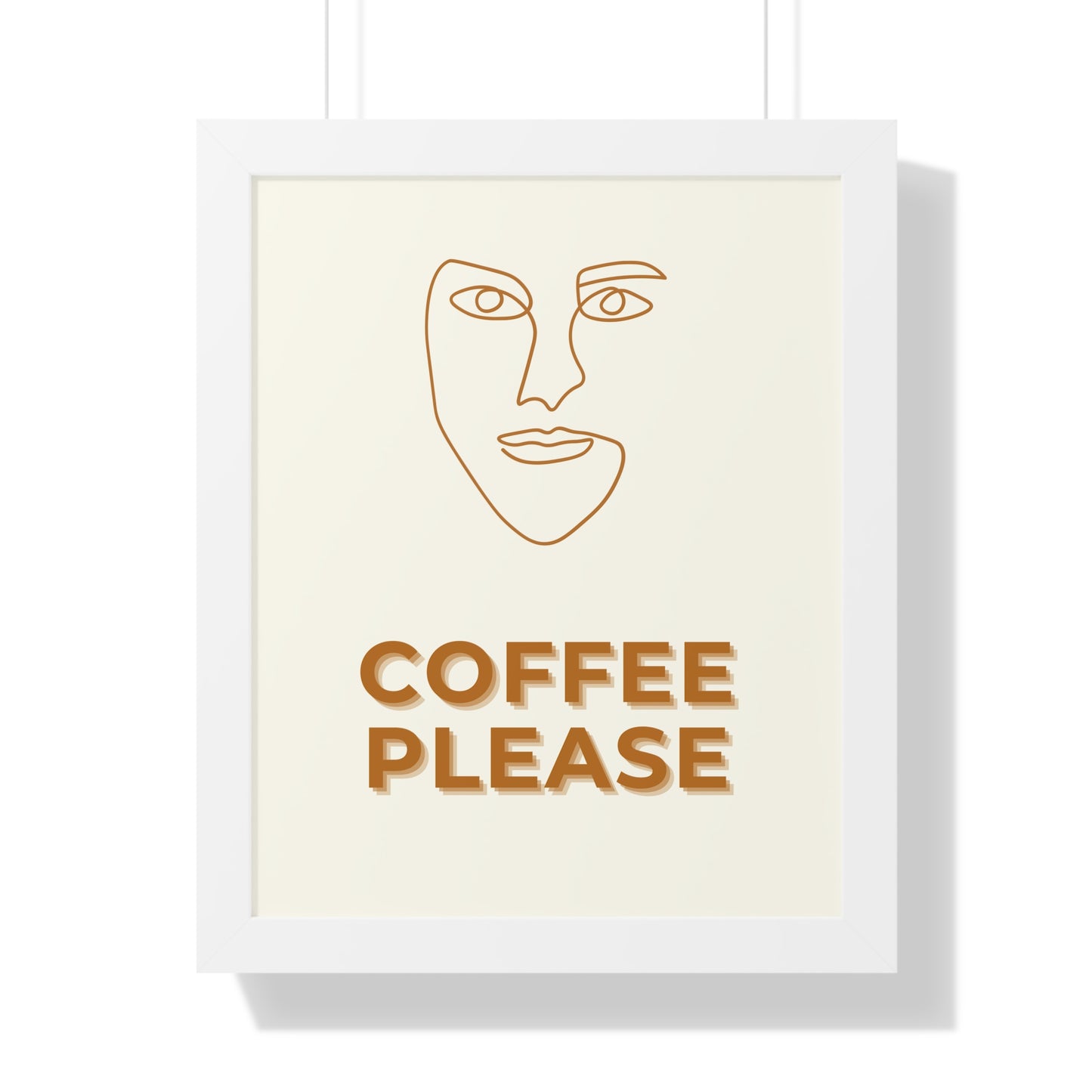 Abstract Face Line Art Coffee Print | Modern Cafe Decor Artwork | XCalibre Designs | Framed Vertical Poster