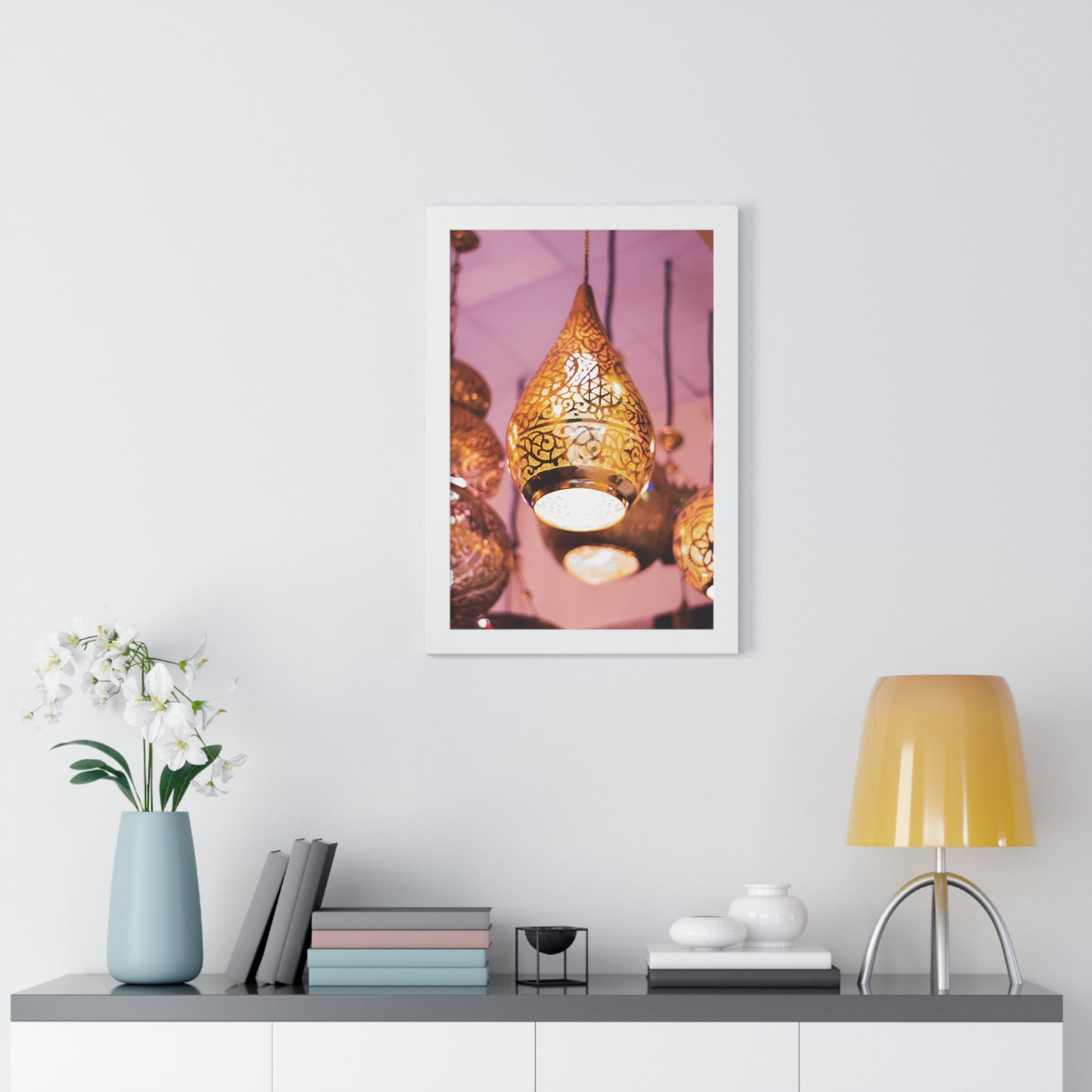 Enchanting Arabesque - Framed Oriental Lamp Art | Framed Vertical Poster