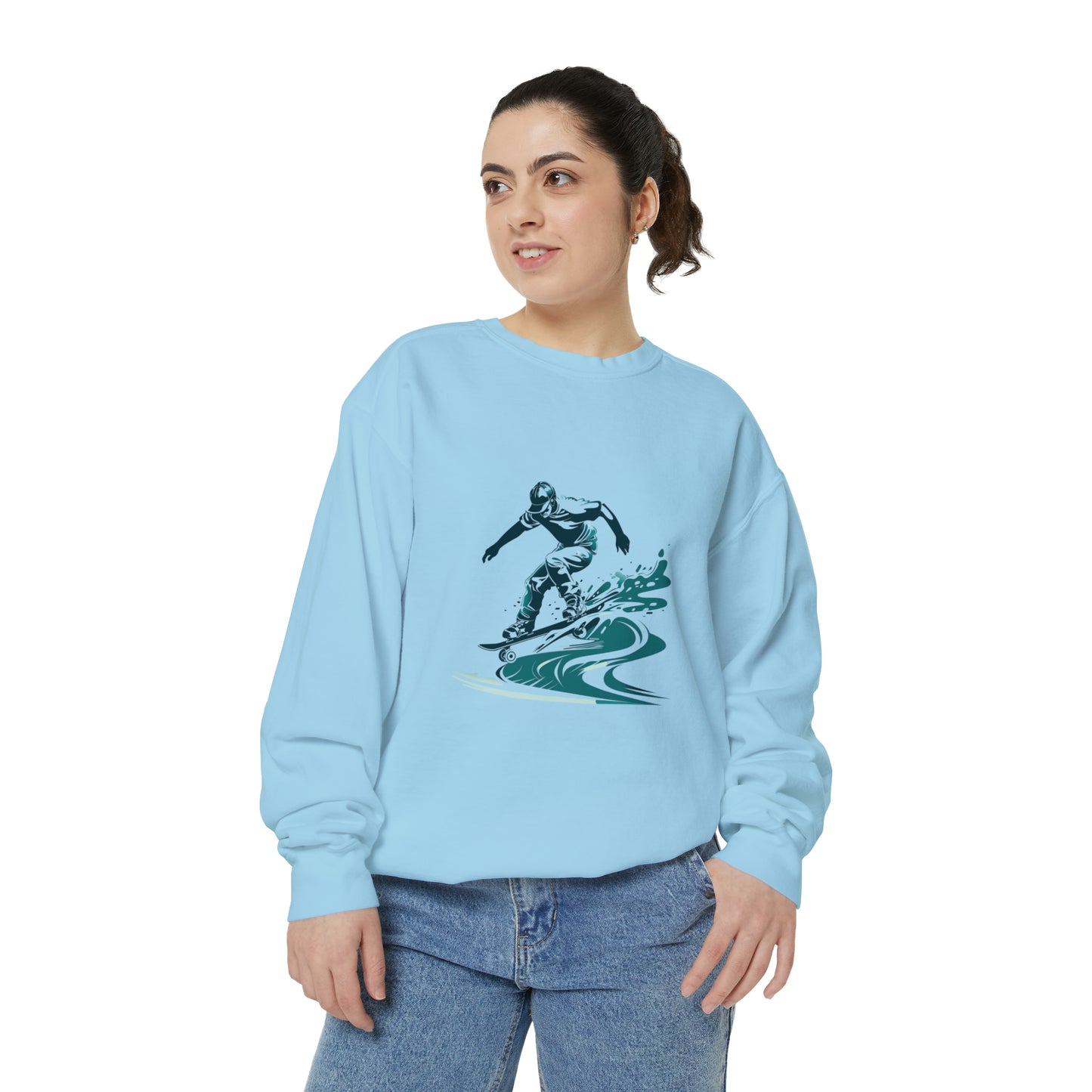 Oceanic Surfer Wave Crewneck Sweatshirt | Unisex Garment-Dyed Sweatshirt