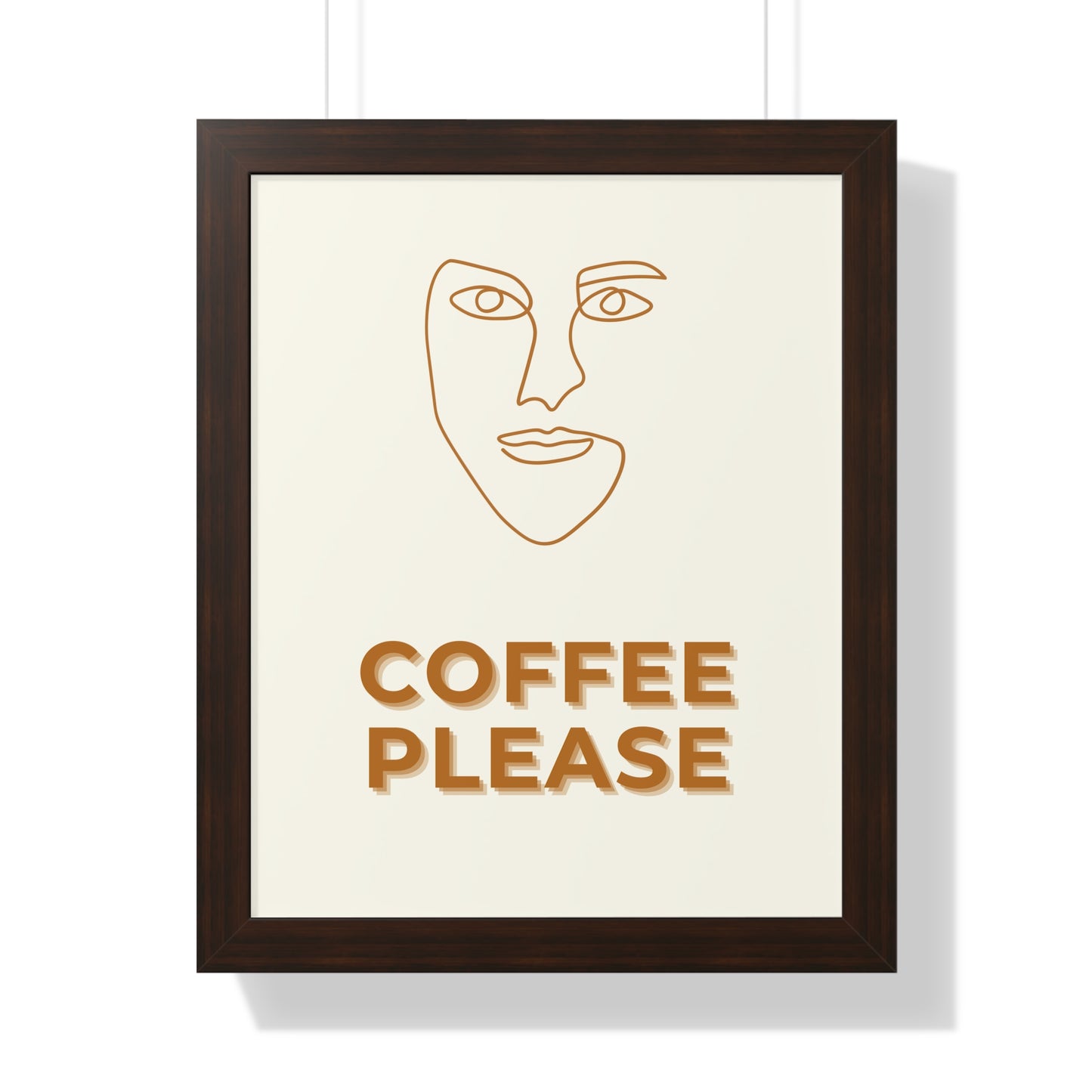 Abstract Face Line Art Coffee Print | Modern Cafe Decor Artwork | XCalibre Designs | Framed Vertical Poster