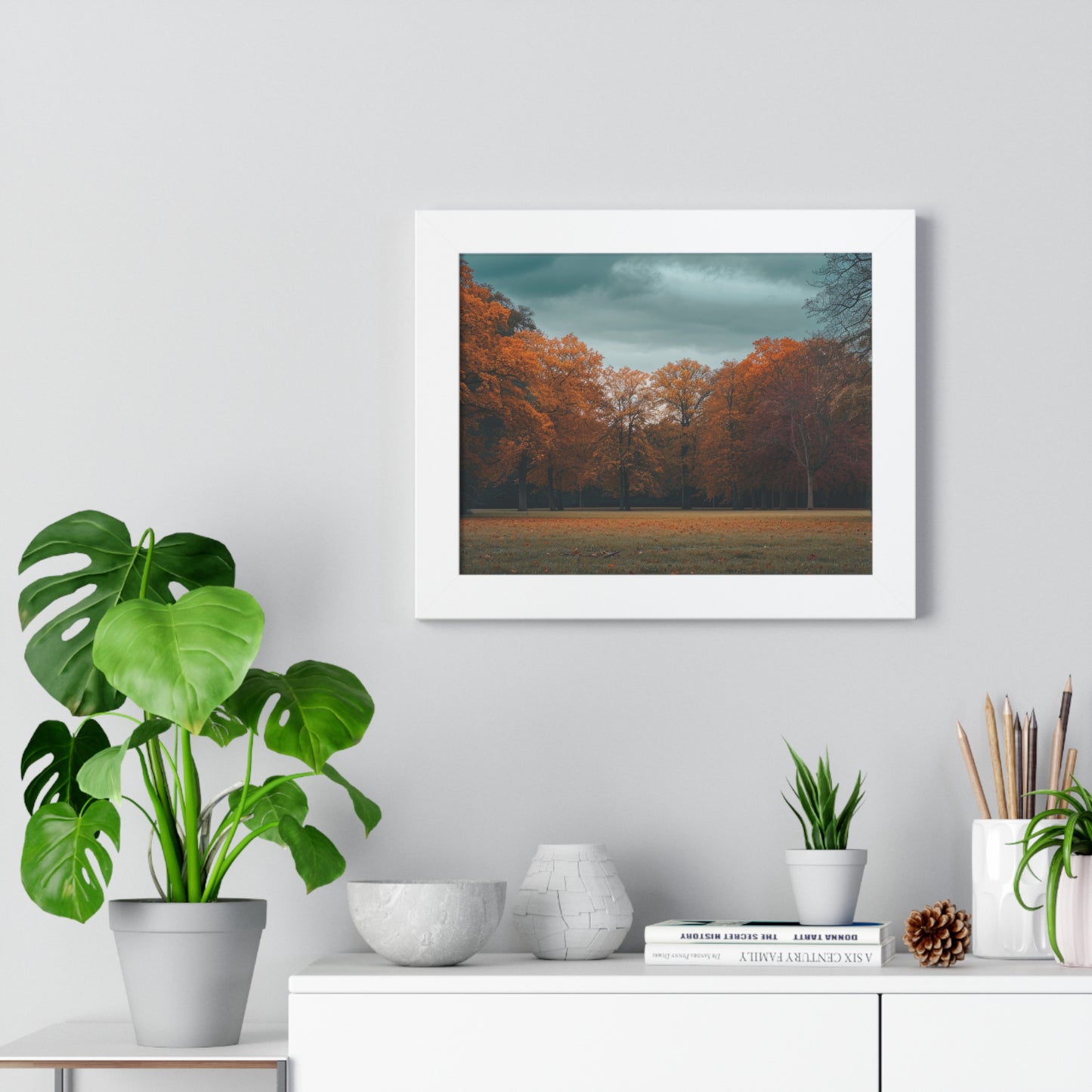 Crimson Canopy - Majestic Autumn Art Frame | Framed Horizontal Poster