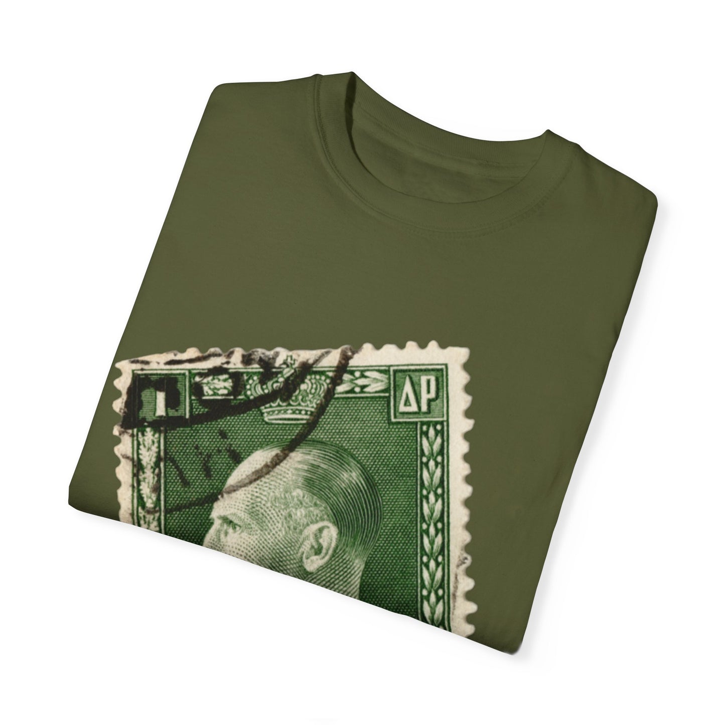 Vintage Stamp Collector Graphic Tee | Olive Green Philately T-Shirt | XCalibre Designs