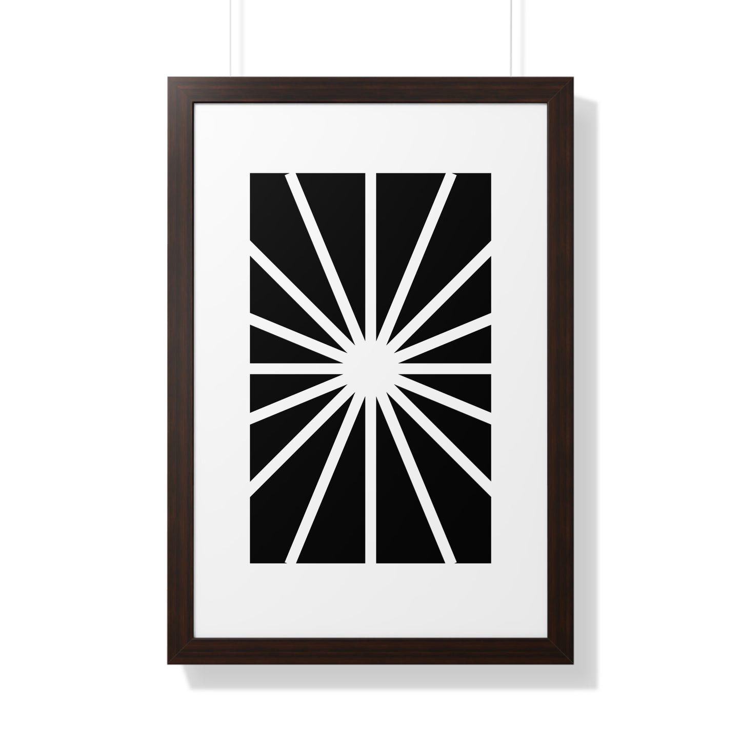 Black and White Starburst Art Print | Modern Abstract Radiant Wall Art | XCalibre Designs | Framed Vertical Poster