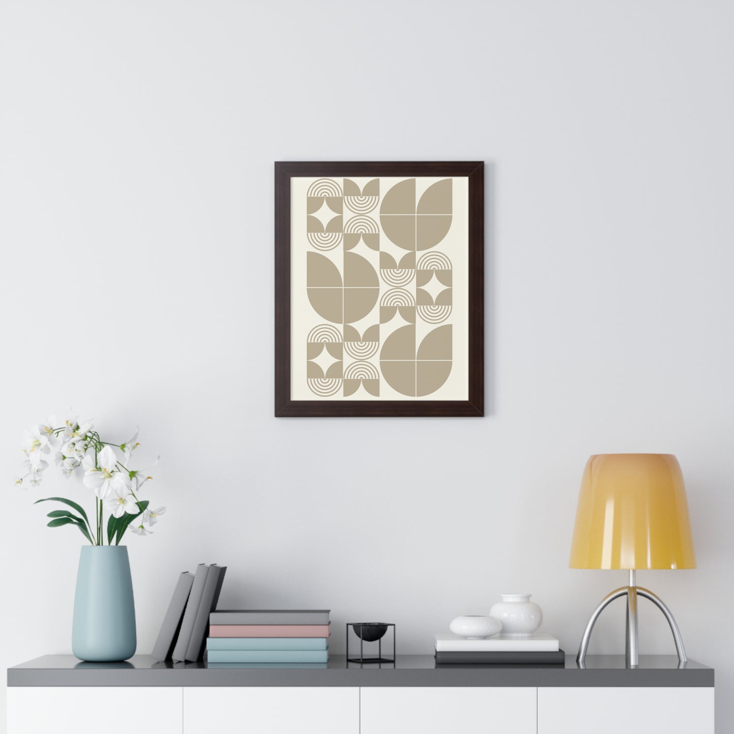 Retro Abstract Geometric Shapes Art Print | Mid-Century Modern Wall Art | XCalibre Designs | Framed Vertical Poster