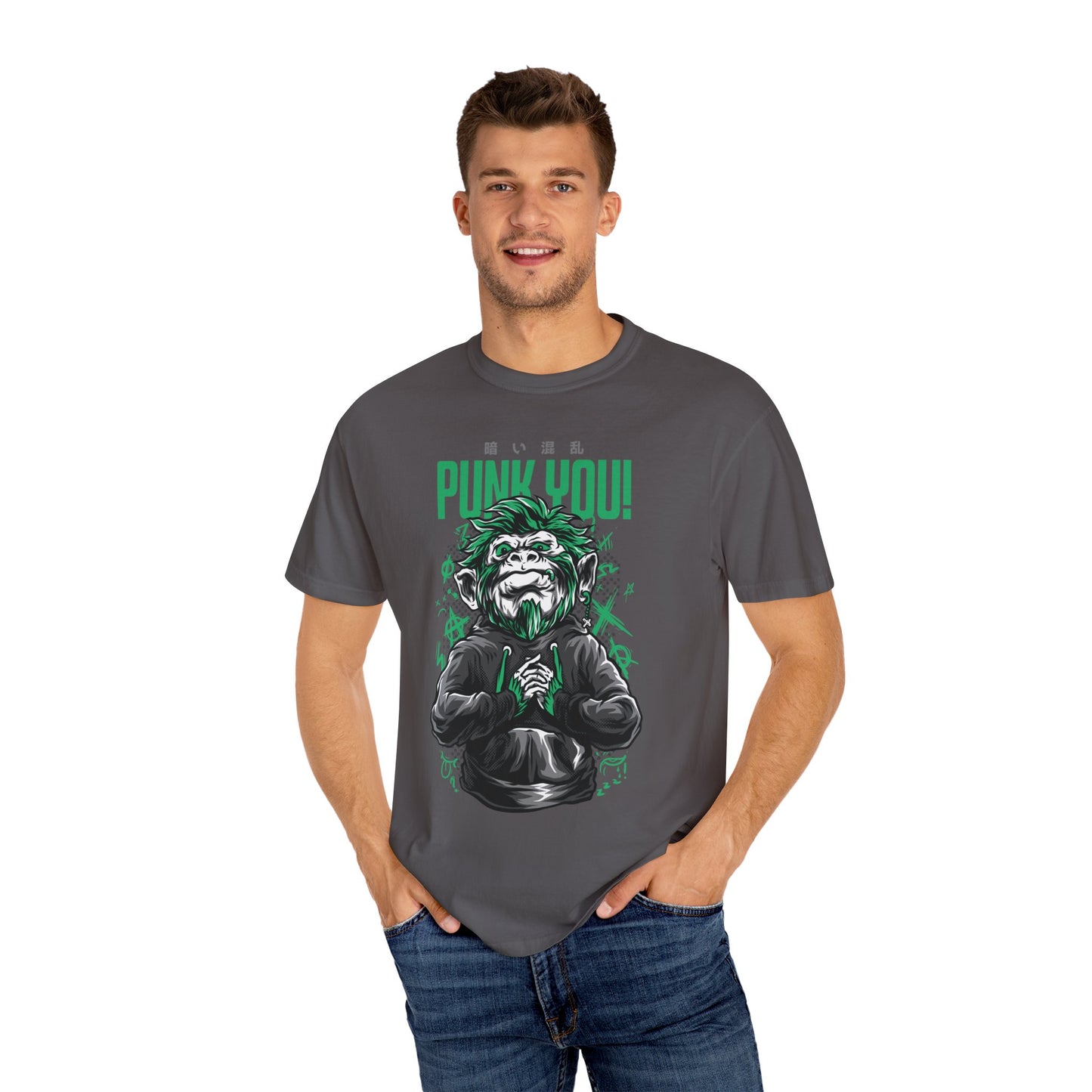 Rebel Monkey 'Punk You!' Graphic Tee | Black Punk Rock T-Shirt | XCalibre Designs