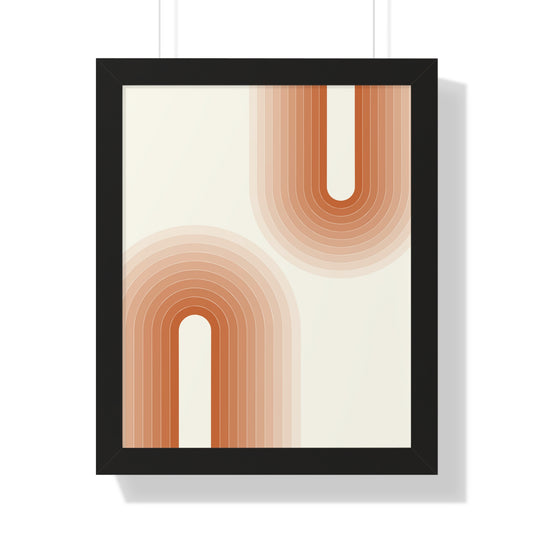 Peach Tones Abstract Arch Art Print | Soft Geometric Wall Art | XCalibre Designs | Framed Vertical Poster