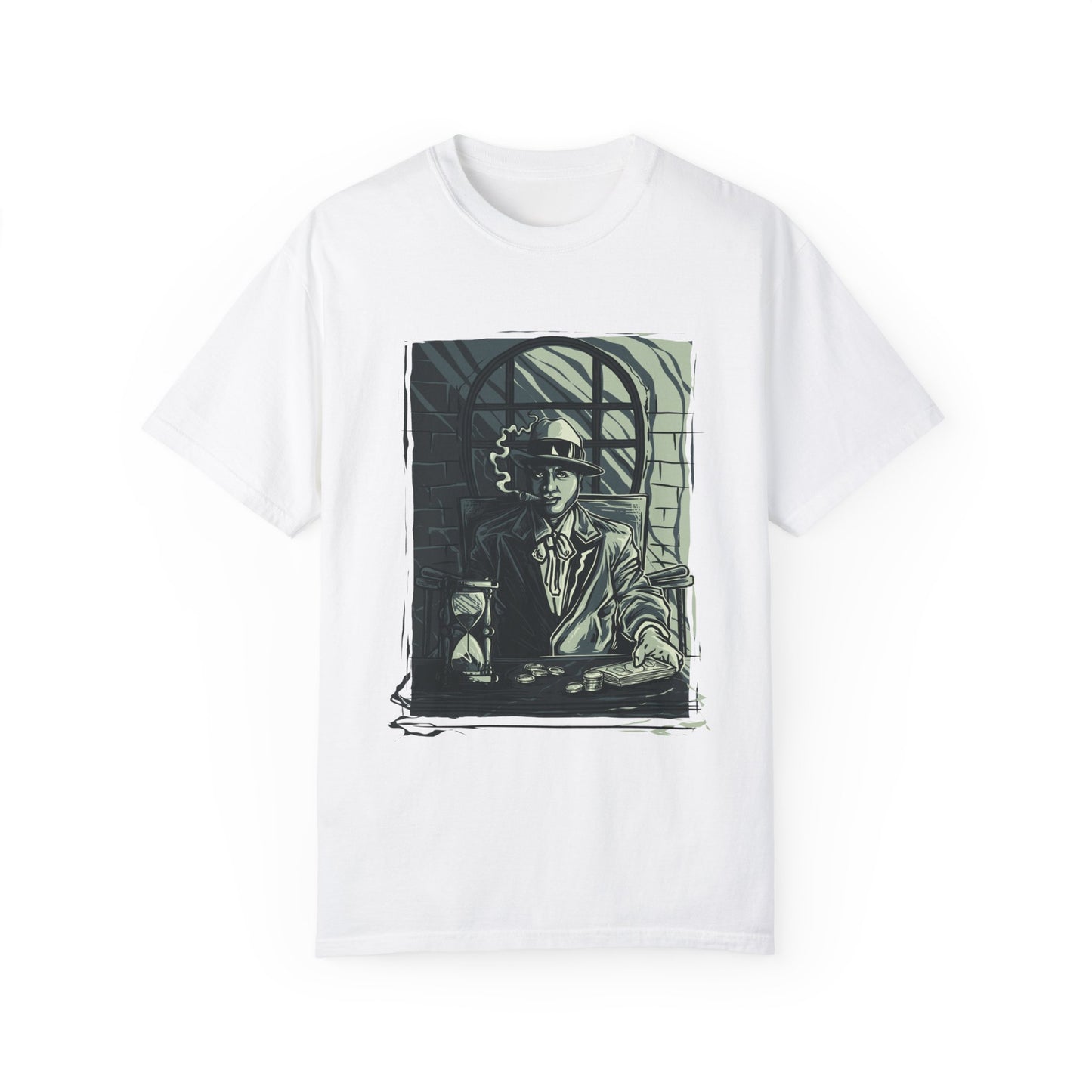 Vintage Detective Noir Graphic Tee | Beige Mystery-Inspired T-Shirt | XCalibre Designs