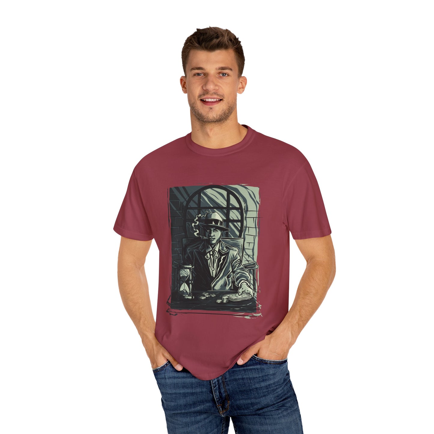 Vintage Detective Noir Graphic Tee | Beige Mystery-Inspired T-Shirt | XCalibre Designs