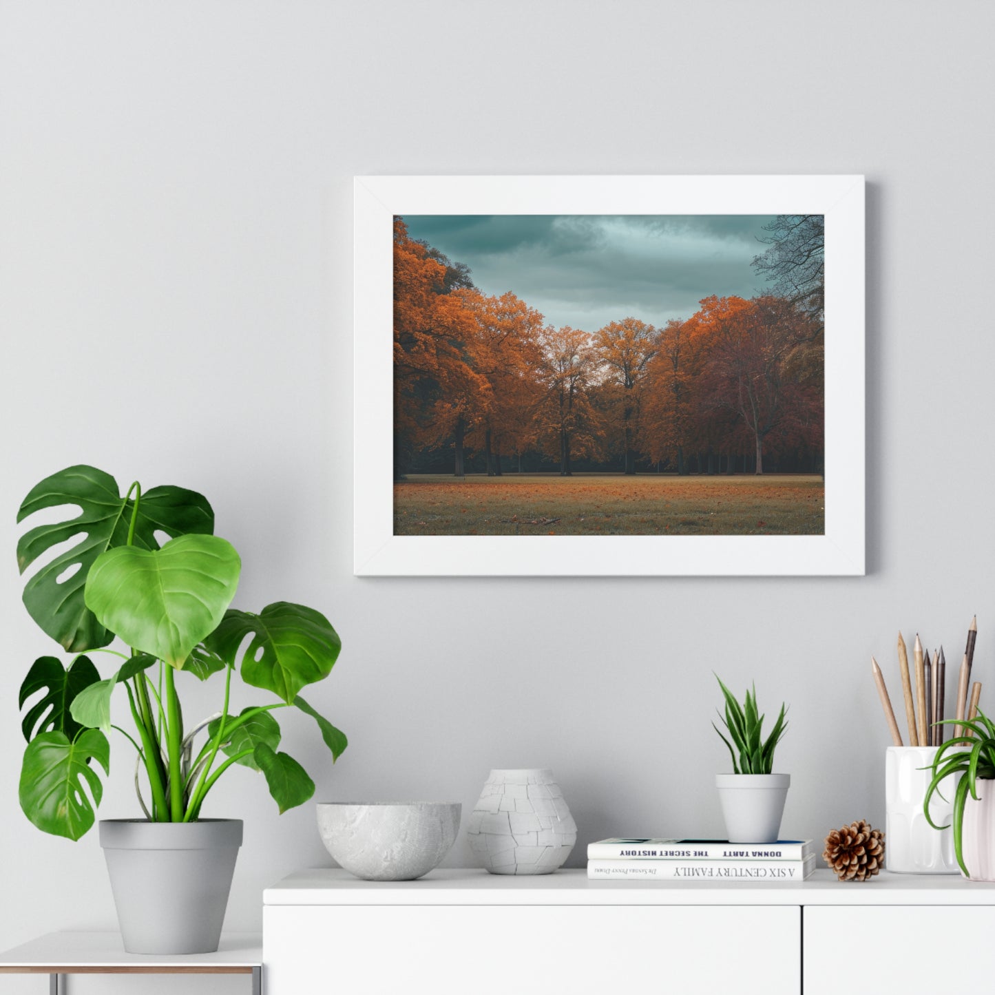 Crimson Canopy - Majestic Autumn Art Frame | Framed Horizontal Poster