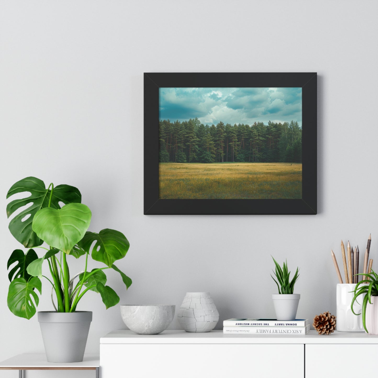 Verdant Refuge - Peaceful Meadow Art Frame | Framed Horizontal Poster