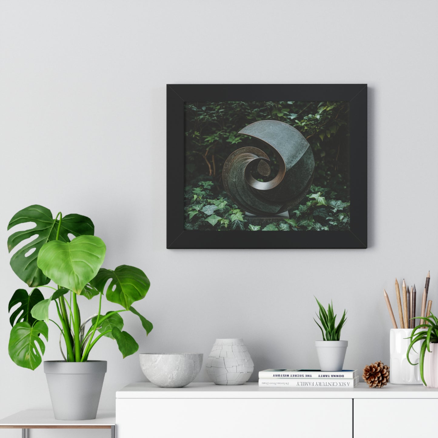 Verdant Spiral - Abstract Sculpture Art Frame | Framed Horizontal Poster