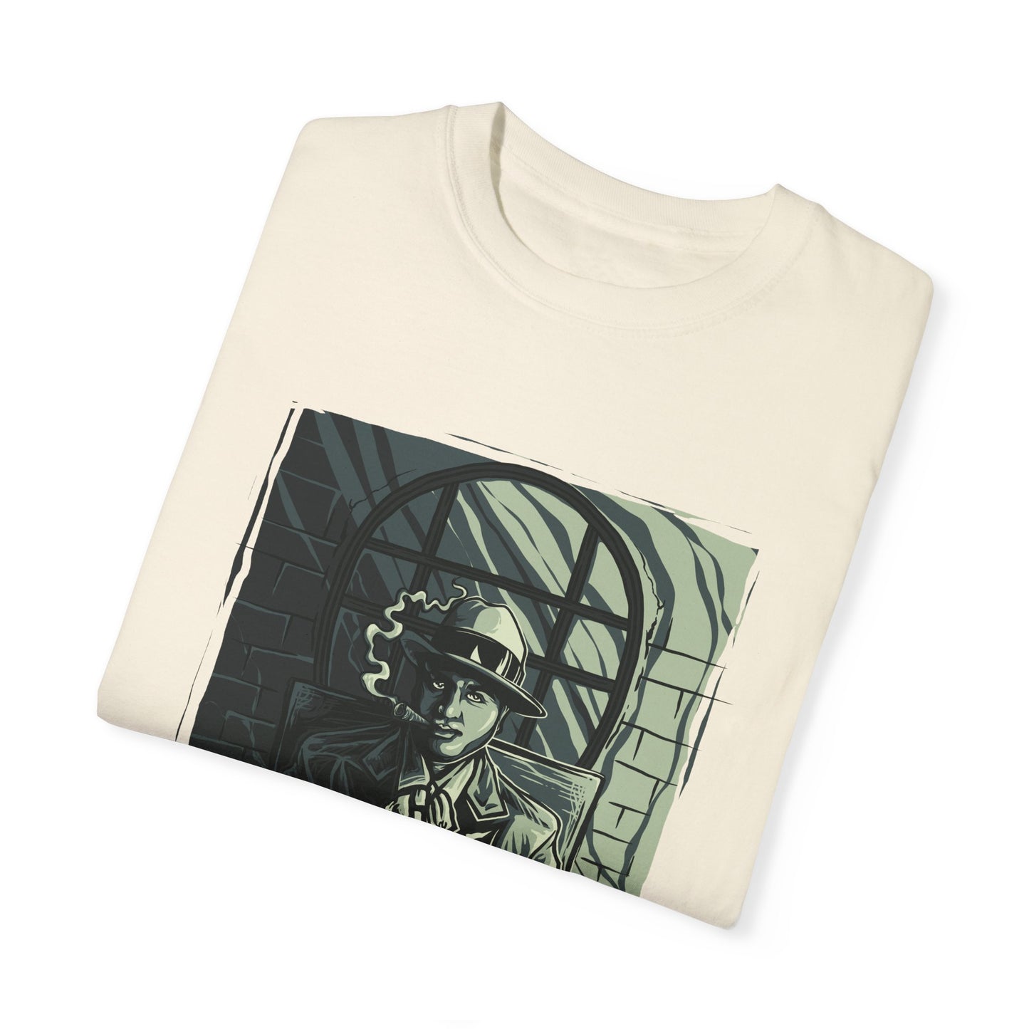 Vintage Detective Noir Graphic Tee | Beige Mystery-Inspired T-Shirt | XCalibre Designs