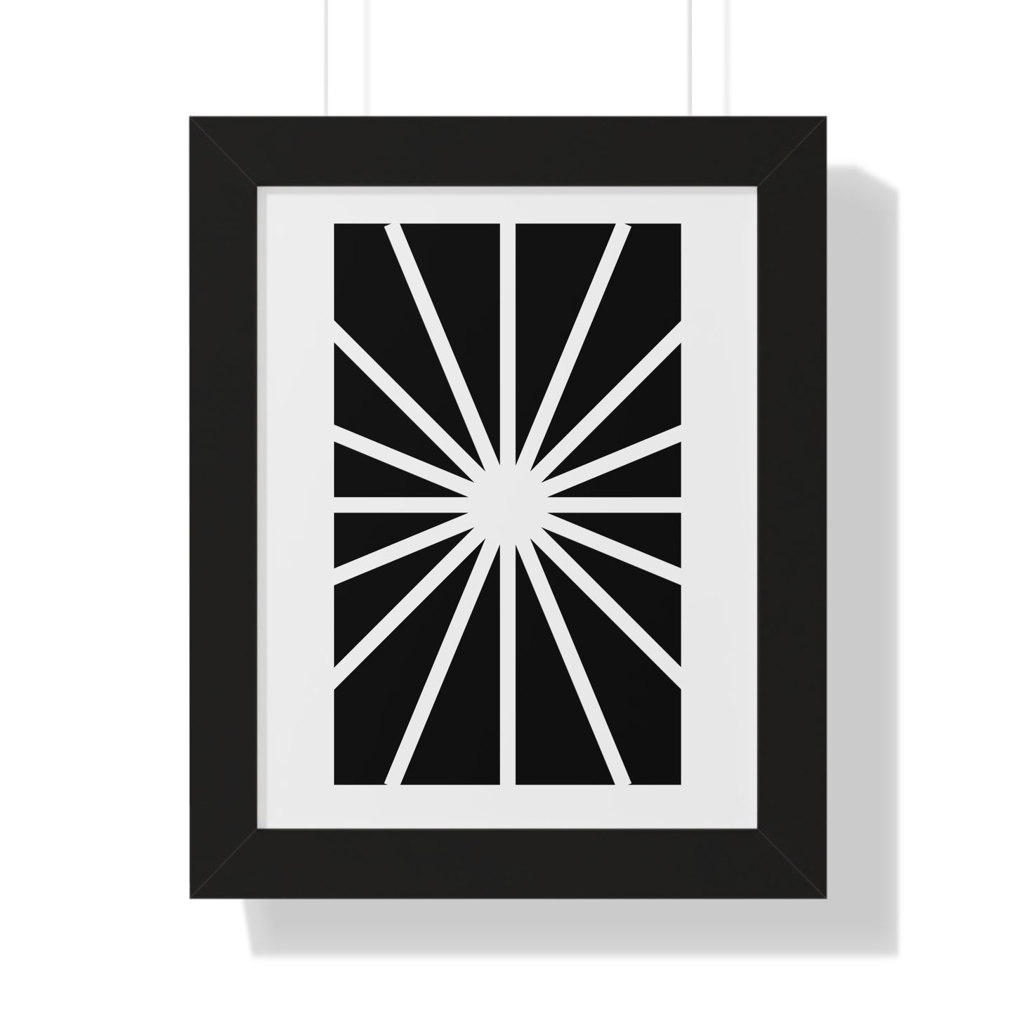 Black and White Starburst Art Print | Modern Abstract Radiant Wall Art | XCalibre Designs | Framed Vertical Poster