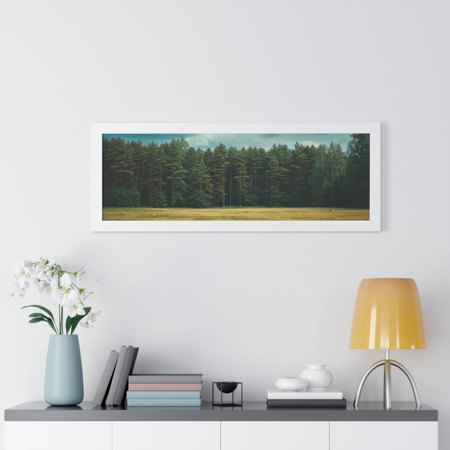 Verdant Refuge - Peaceful Meadow Art Frame | Framed Horizontal Poster