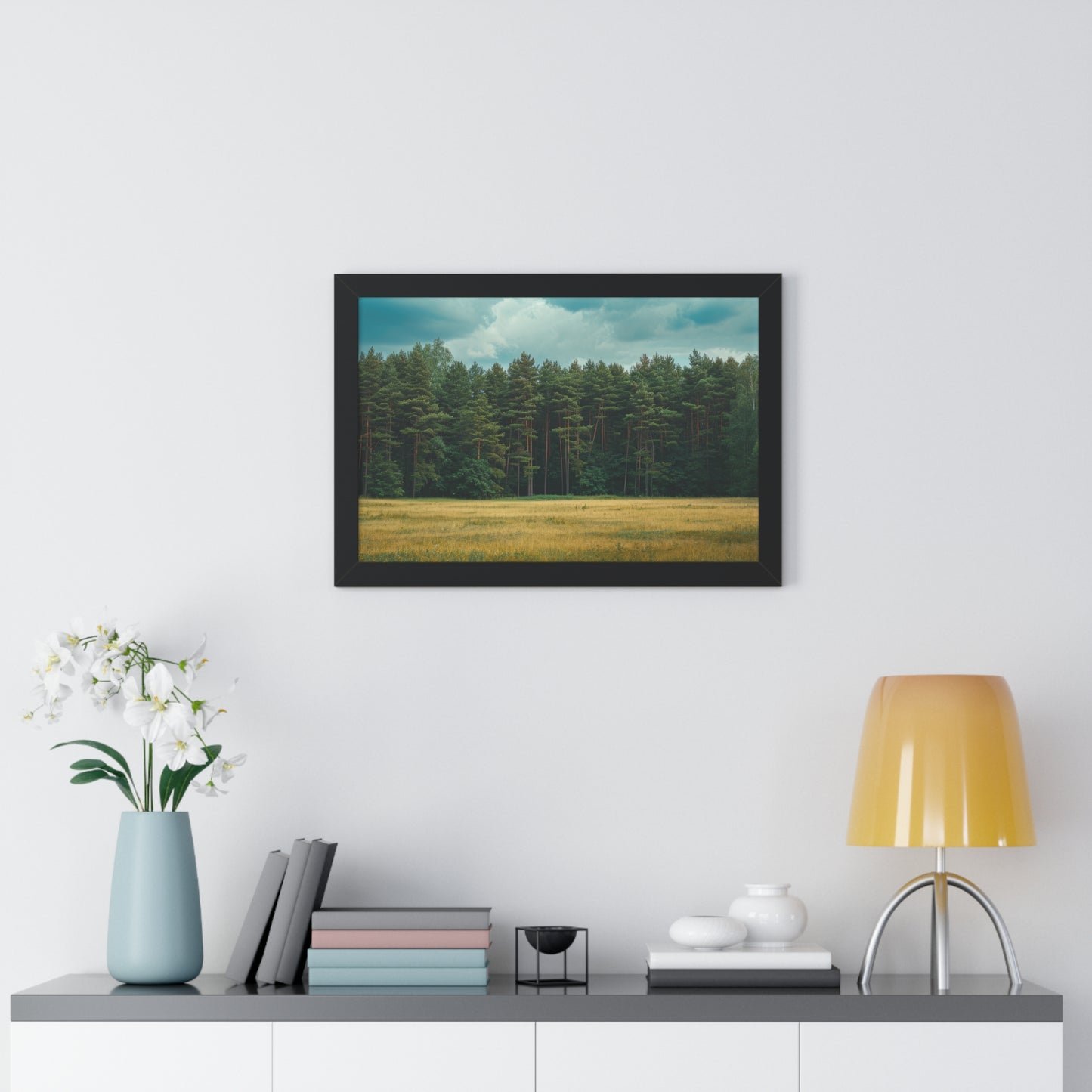 Verdant Refuge - Peaceful Meadow Art Frame | Framed Horizontal Poster