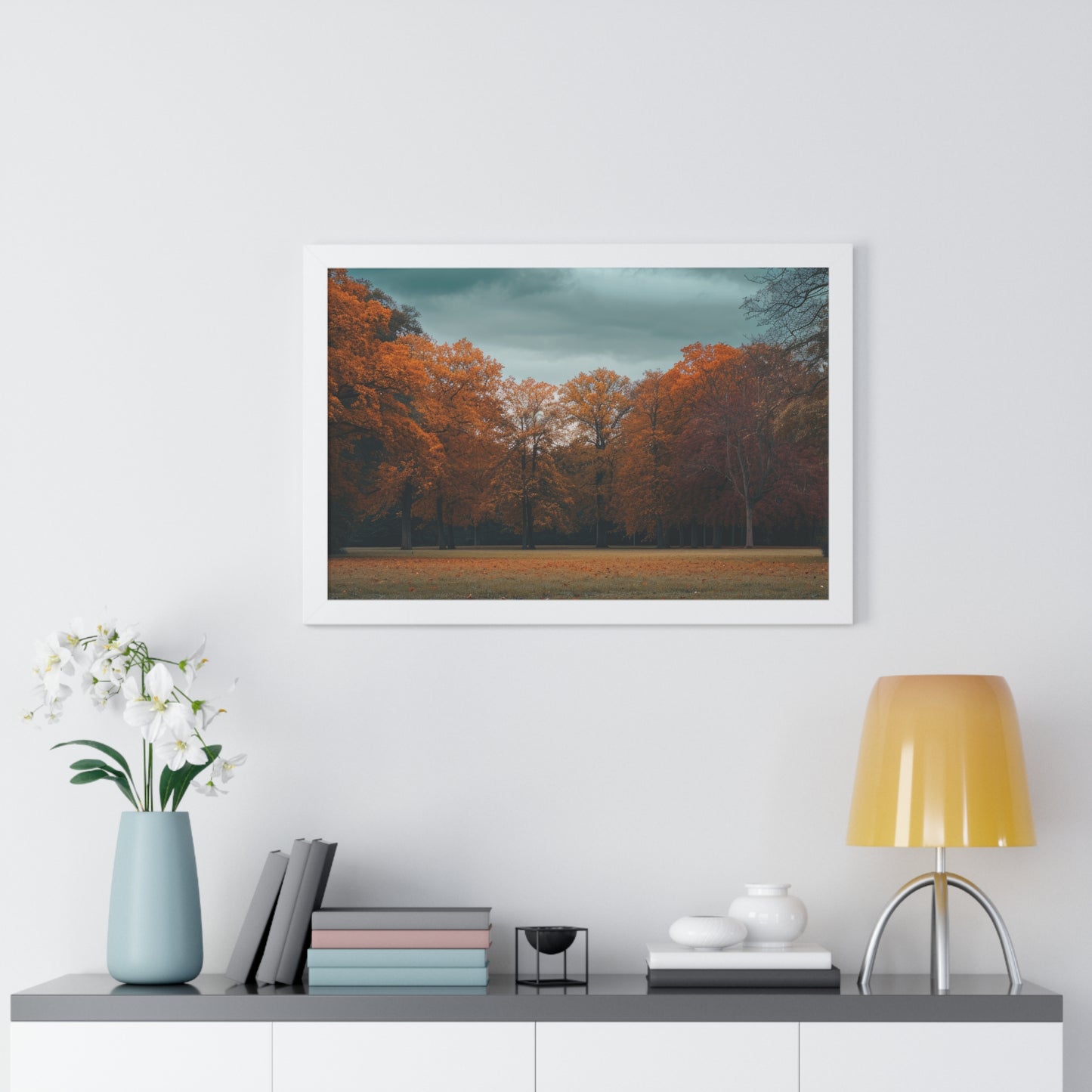 Crimson Canopy - Majestic Autumn Art Frame | Framed Horizontal Poster