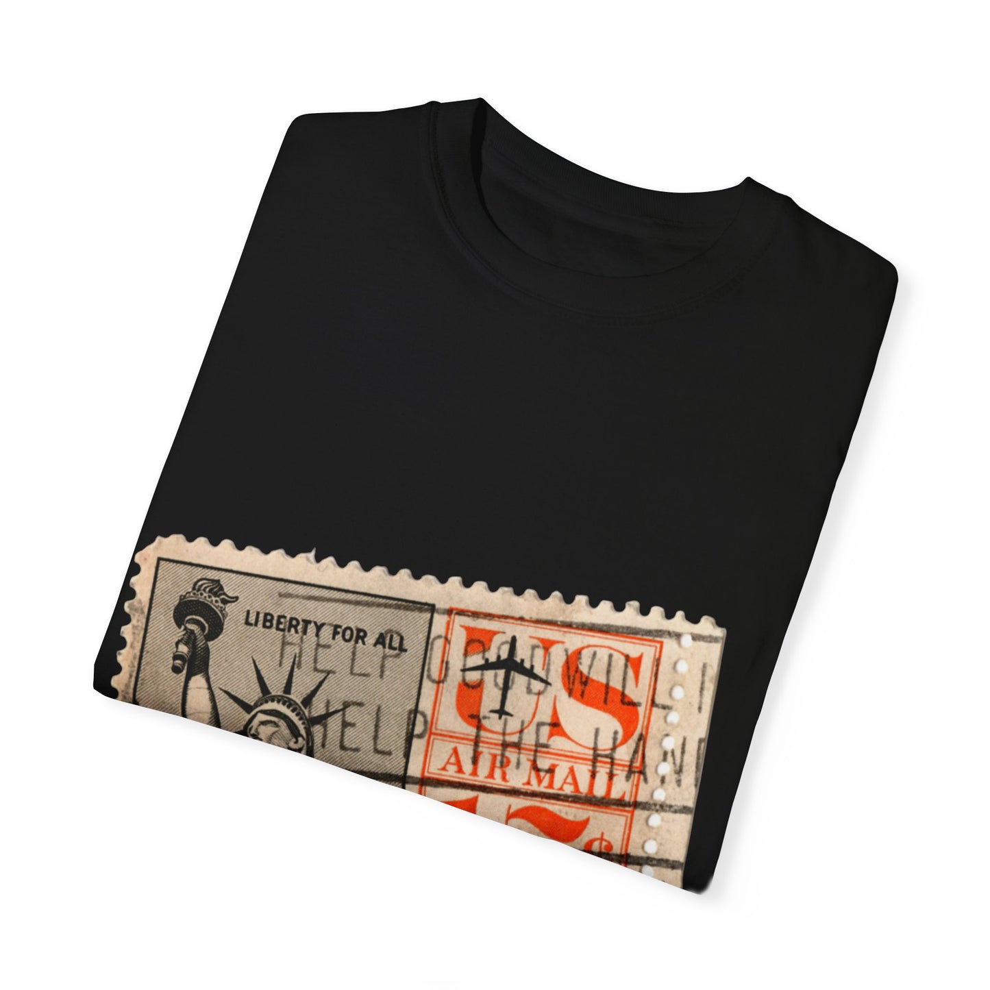 Retro Liberty Stamp Graphic Tee | Cream Collector's Edition T-Shirt | XCalibre Designs