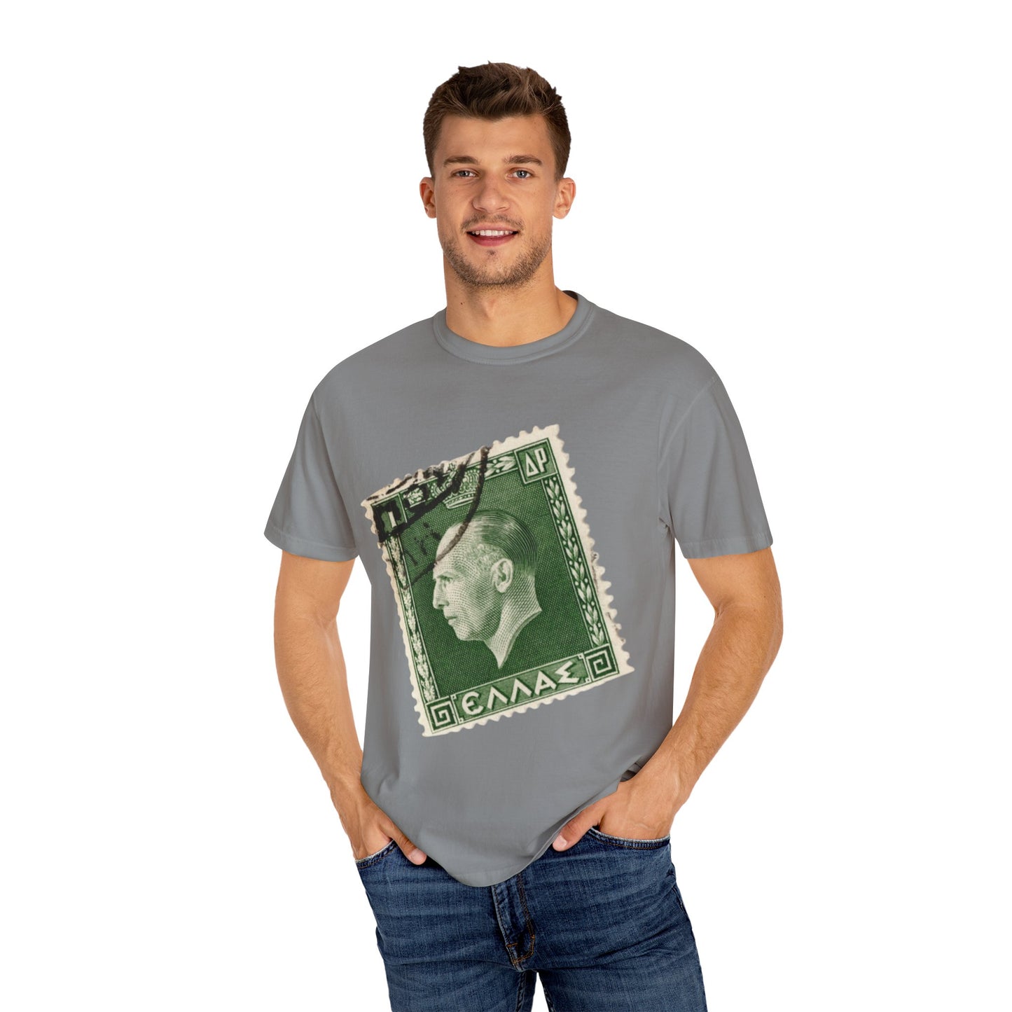 Vintage Stamp Collector Graphic Tee | Olive Green Philately T-Shirt | XCalibre Designs