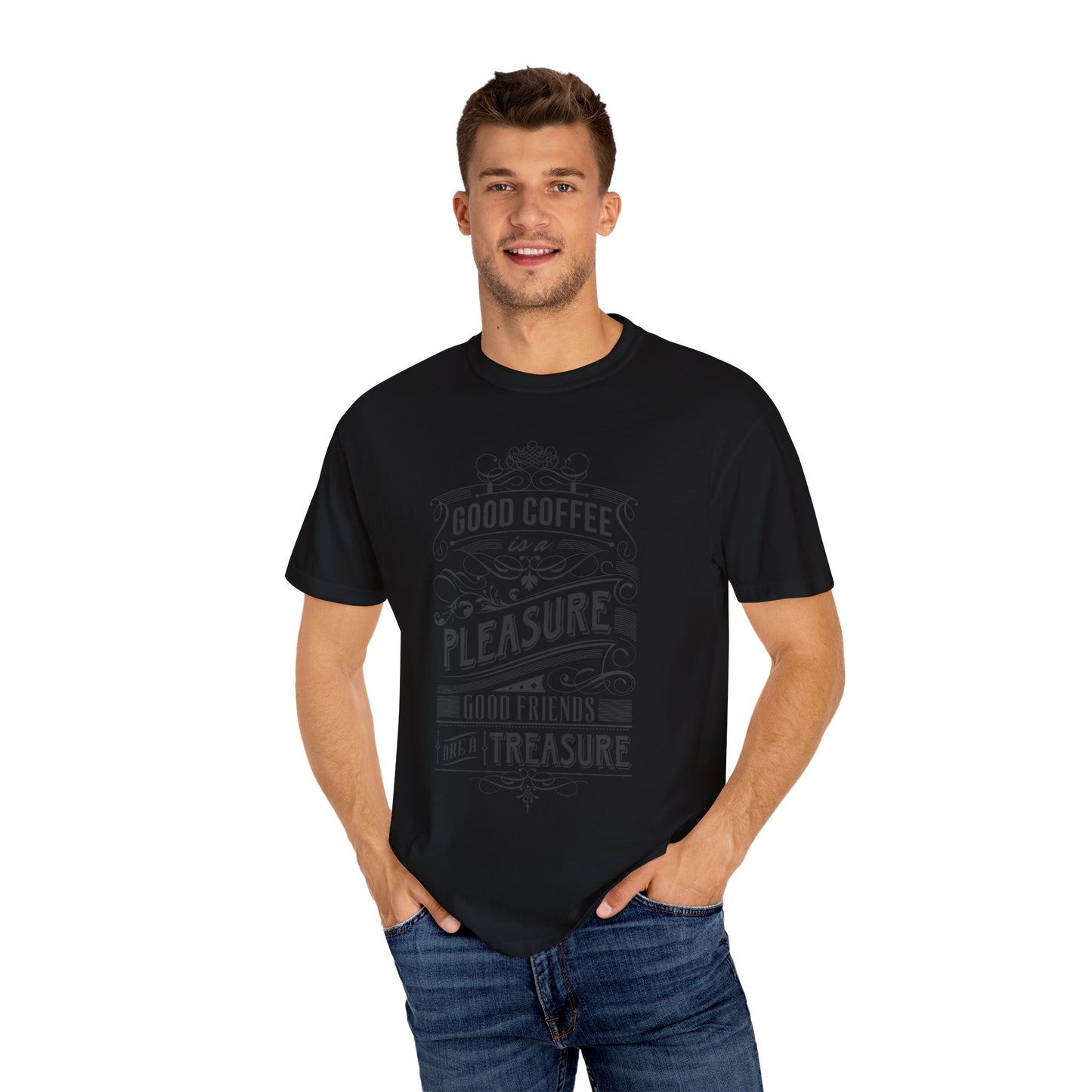 Coffee and Friendship Quote Tee | White Typographic T-Shirt | XCalibre Designs