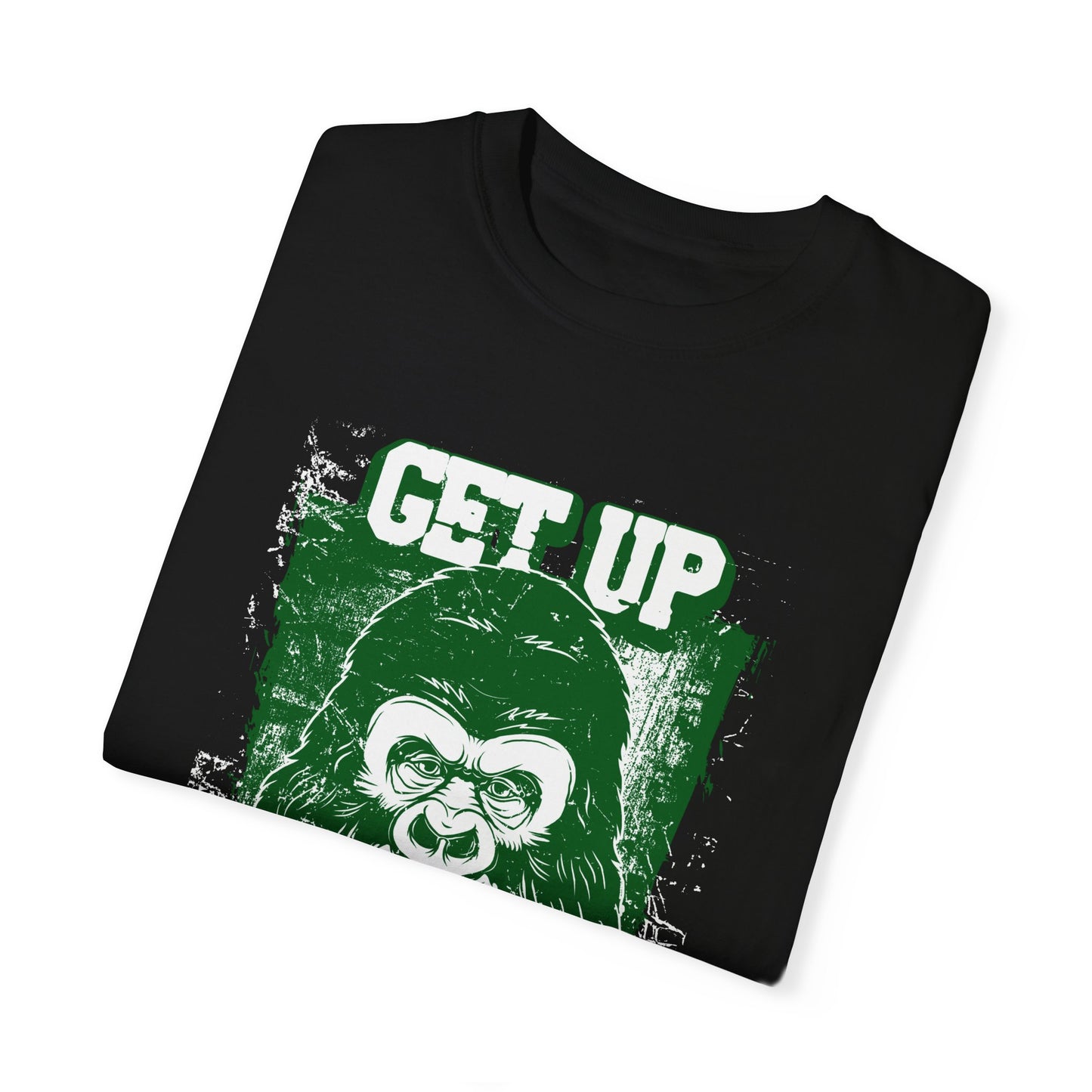 Inspirational Gorilla 'Get Up Stand Up' Graphic Tee | Black Motivational T-Shirt | XCalibre Designs