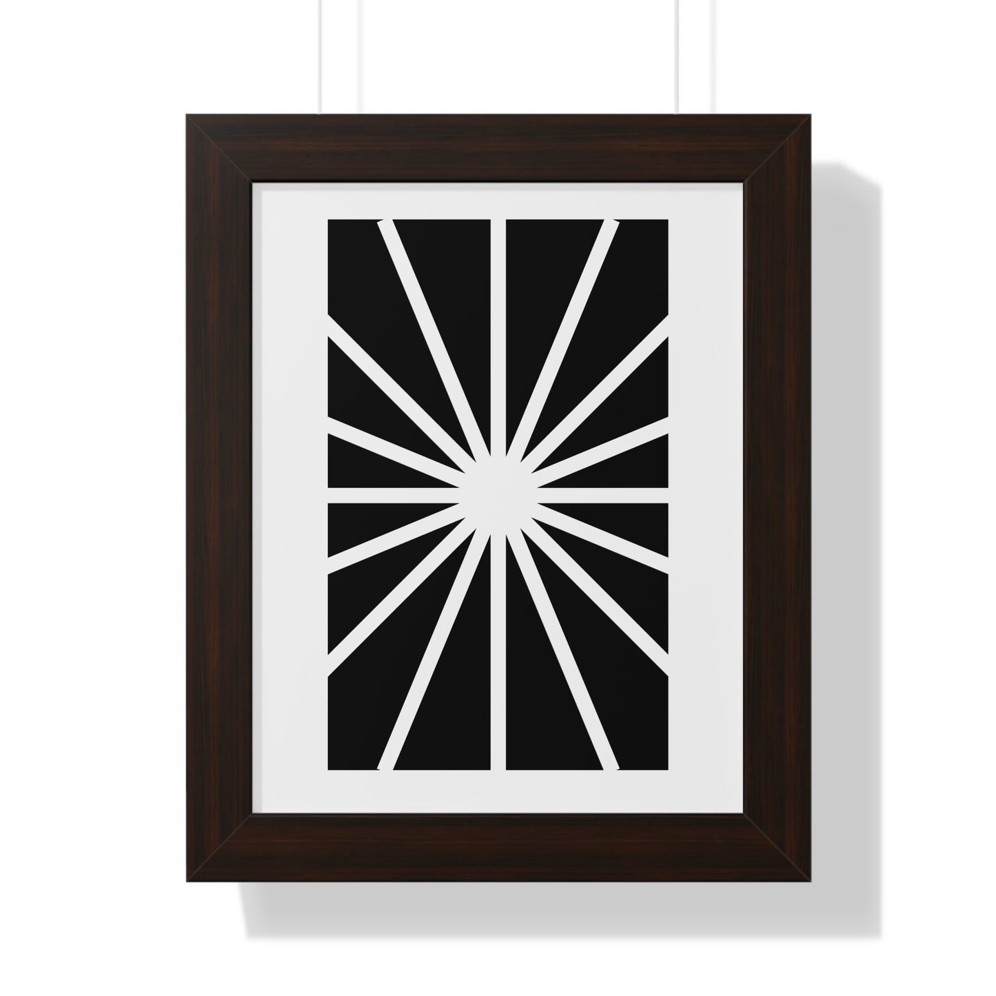 Black and White Starburst Art Print | Modern Abstract Radiant Wall Art | XCalibre Designs | Framed Vertical Poster