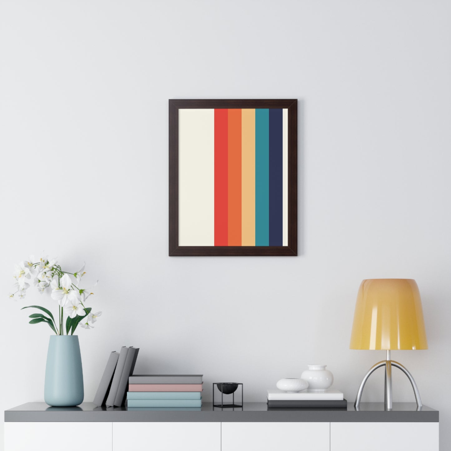 Multicolor Vertical Stripes Art Print | Contemporary Stripe Pattern Wall Art | XCalibre Designs | Framed Vertical Poster