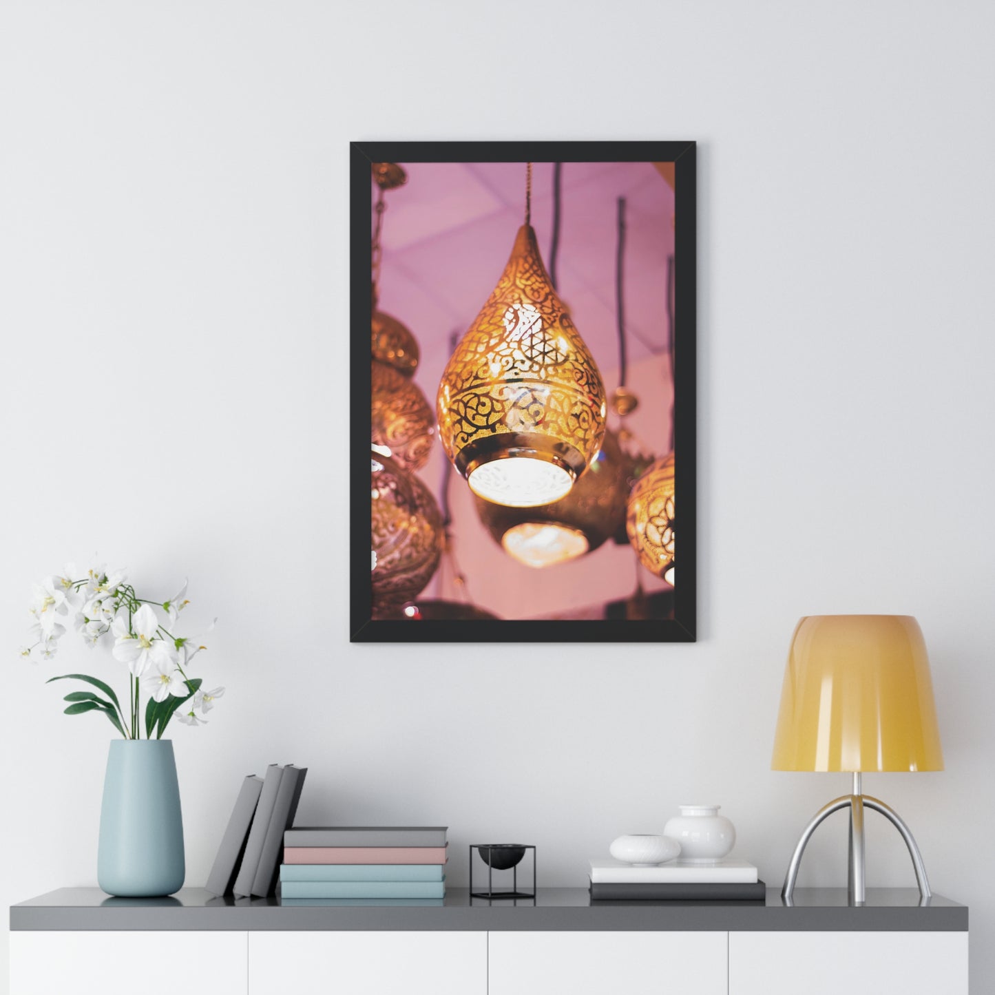 Enchanting Arabesque - Framed Oriental Lamp Art | Framed Vertical Poster