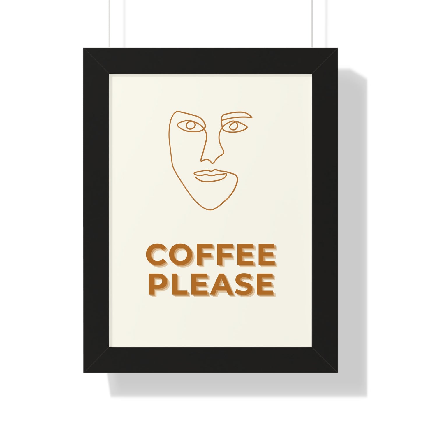 Abstract Face Line Art Coffee Print | Modern Cafe Decor Artwork | XCalibre Designs | Framed Vertical Poster