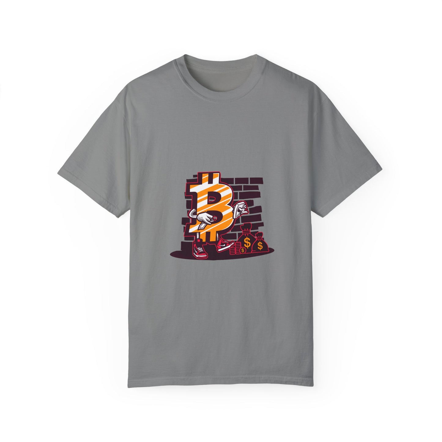 Bitcoin Currency Breakout Graphic Tee | Beige Cryptocurrency T-Shirt | XCalibre Designs