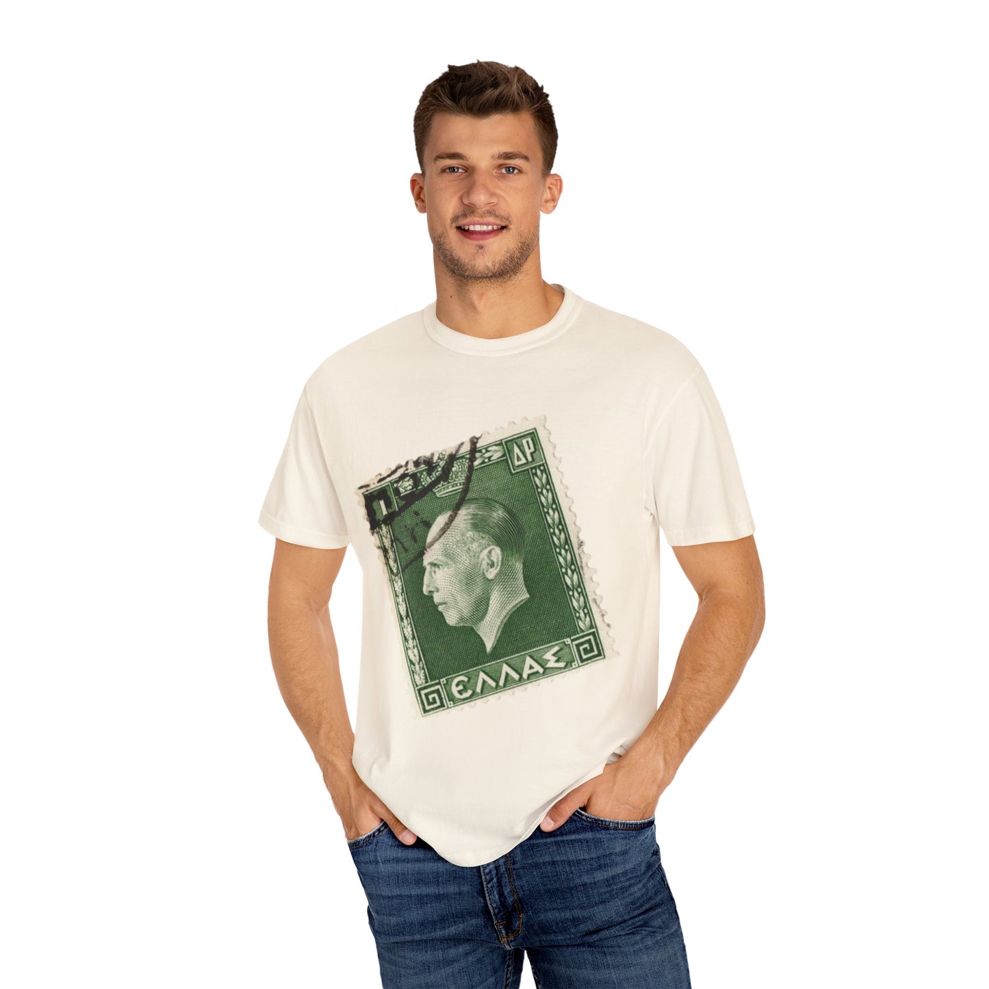 Vintage Stamp Collector Graphic Tee | Olive Green Philately T-Shirt | XCalibre Designs