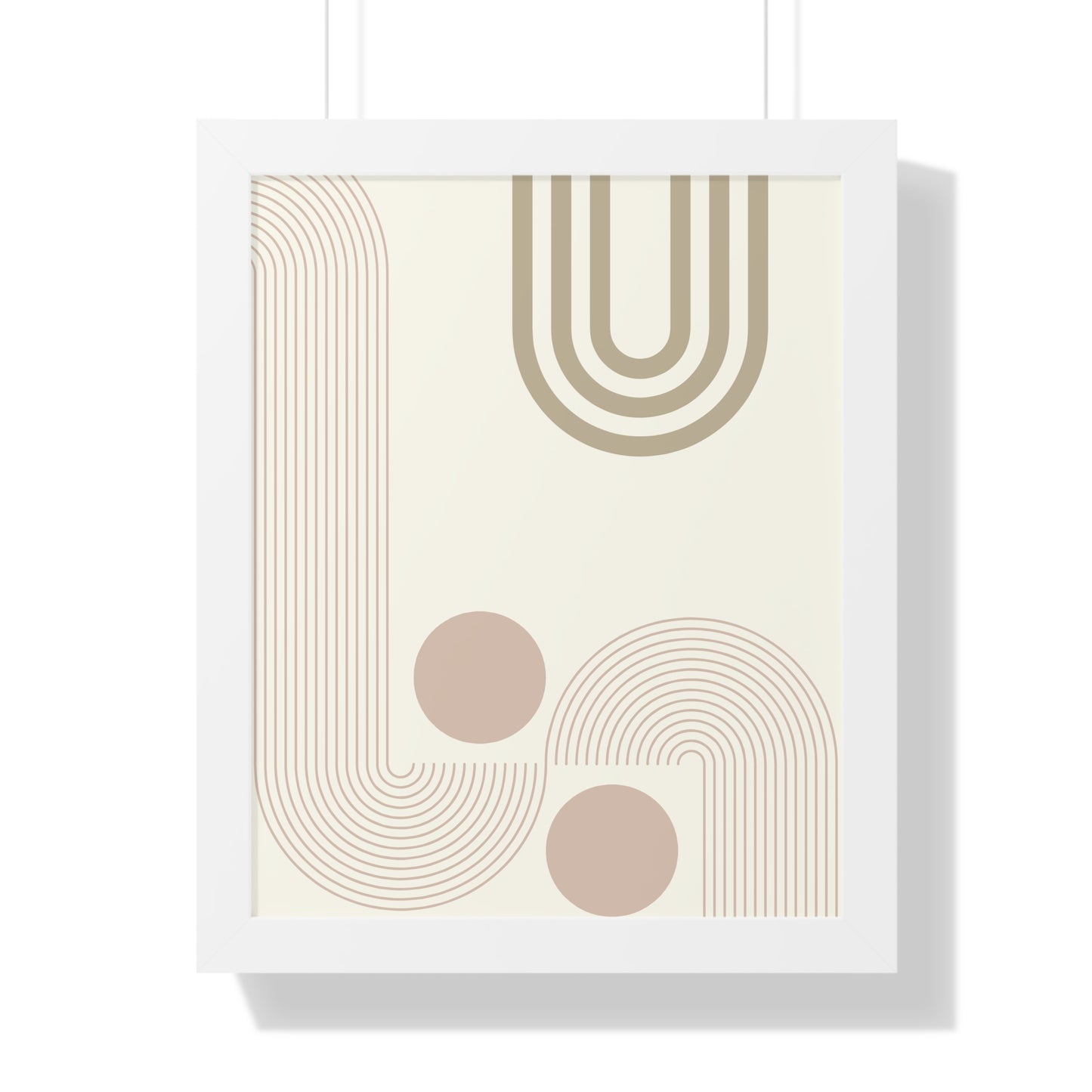 Neutral Abstract Lines and Circles Art Print | Modern Minimalist Wall Art | XCalibre Designs | Framed Vertical Poster