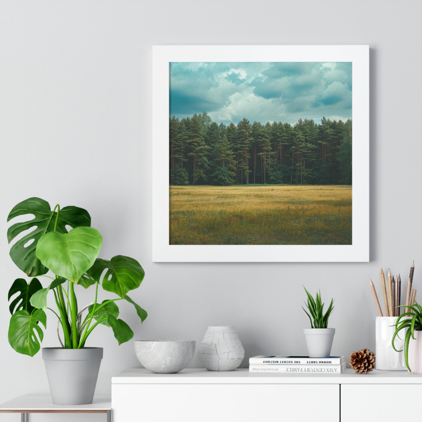 Verdant Refuge - Peaceful Meadow Art Frame | Framed Horizontal Poster