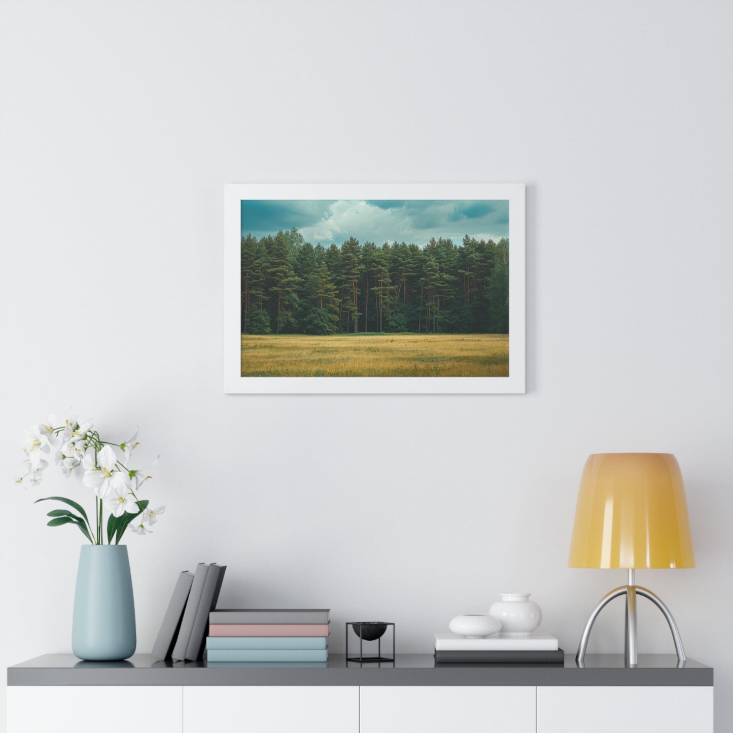 Verdant Refuge - Peaceful Meadow Art Frame | Framed Horizontal Poster