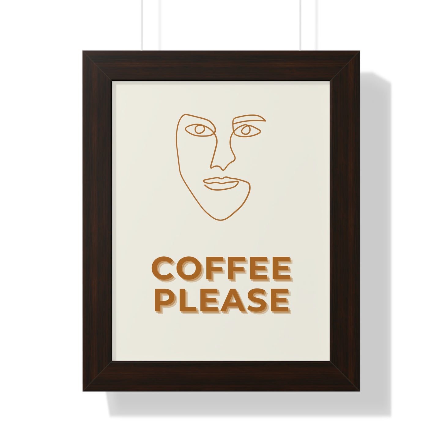 Abstract Face Line Art Coffee Print | Modern Cafe Decor Artwork | XCalibre Designs | Framed Vertical Poster