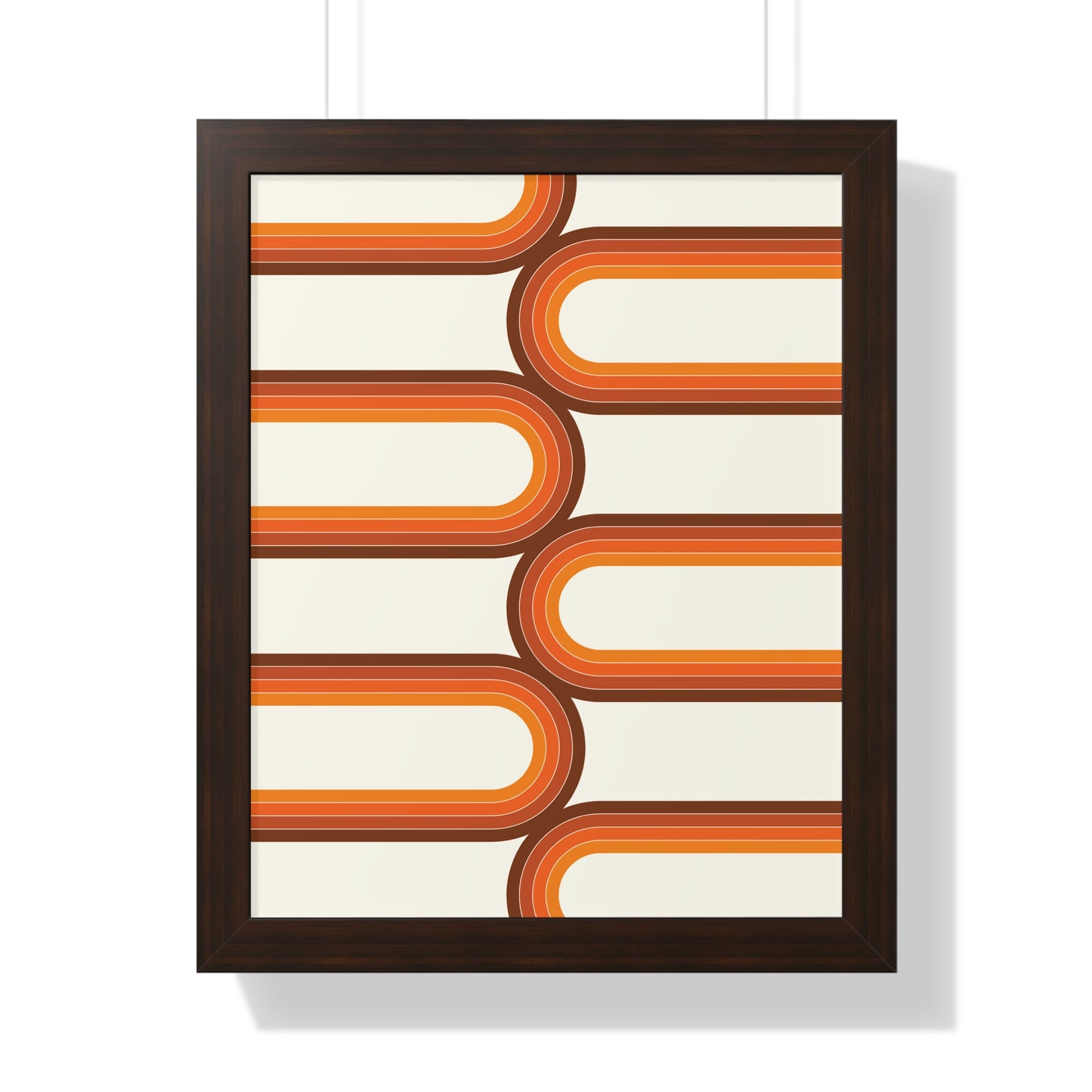 Retro Groove Orange Waves Art Print | 70s Inspired Wavy Wall Art | XCalibre Designs | Framed Vertical Poster